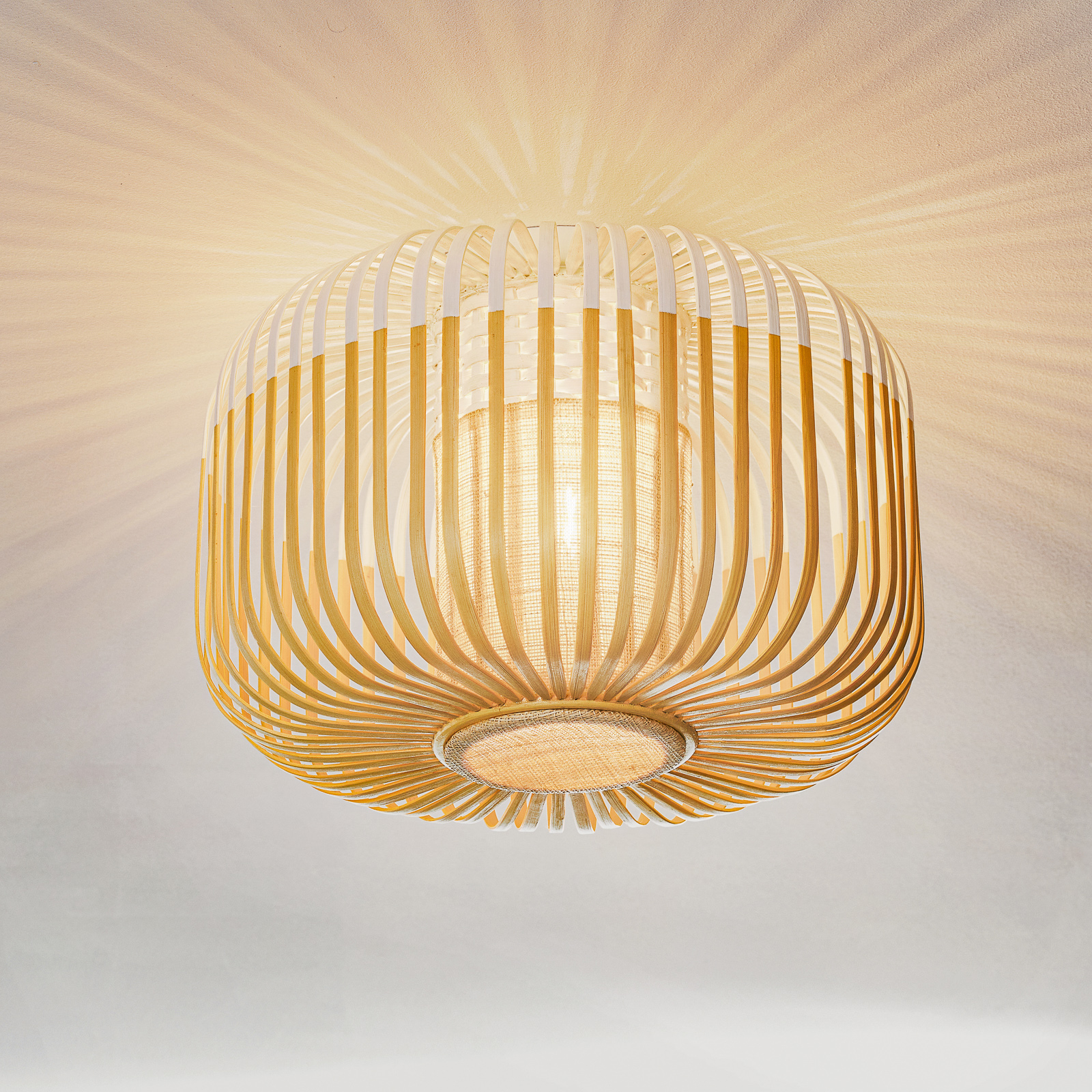Forestier Bamboo Light S taklampe, 35 cm, hvit