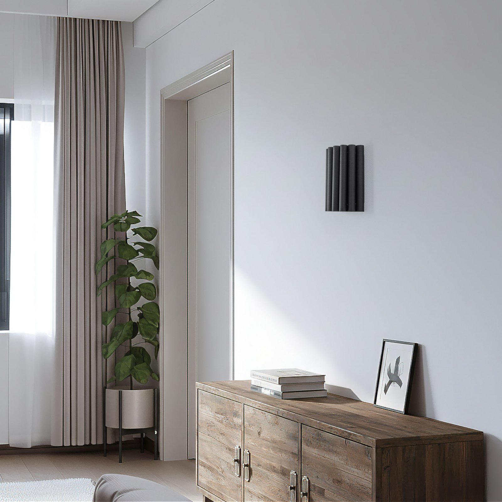 Стена лампа Aria, черна, микрофибър, E27