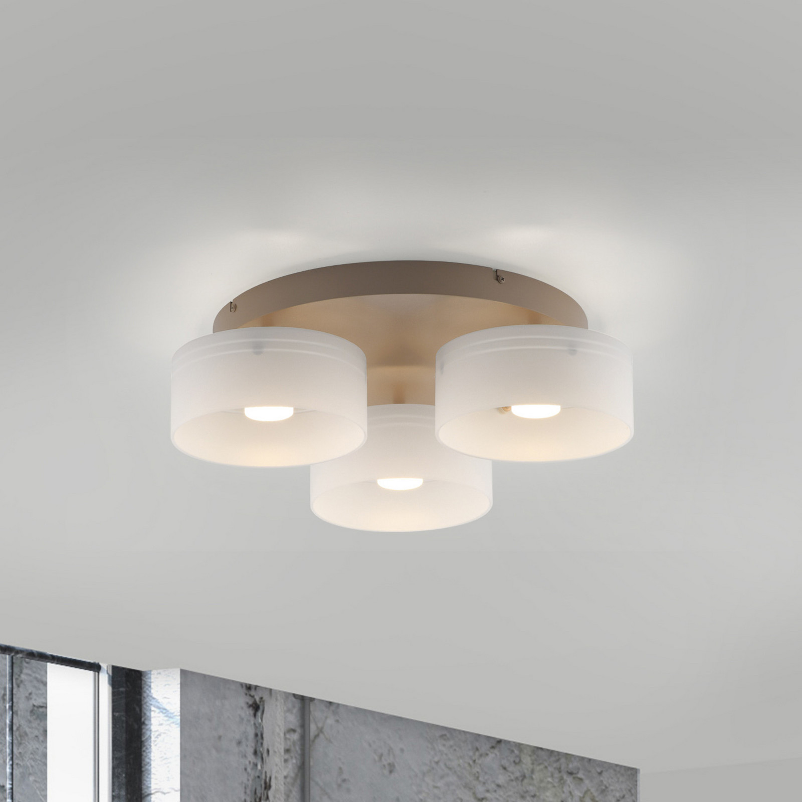 Paul Neuhaus Plafonieră LED MARIKA bej/alb 40 cm 3 becuri sticlă Switchdim cu funcție de - Camera de zi / sufragerie - Modern