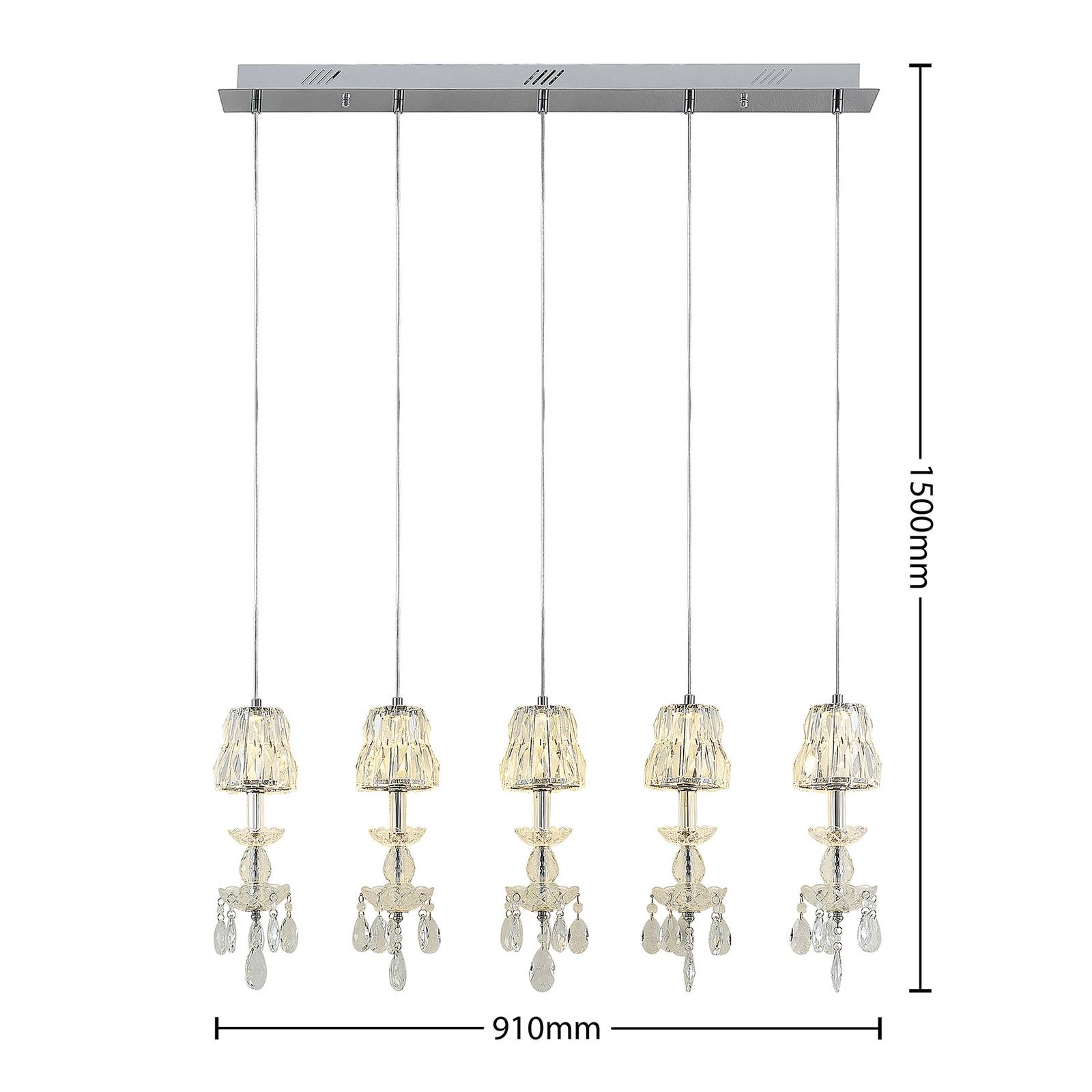 Lucande Yasanie lampa wisząca LED 5-pkt. długa