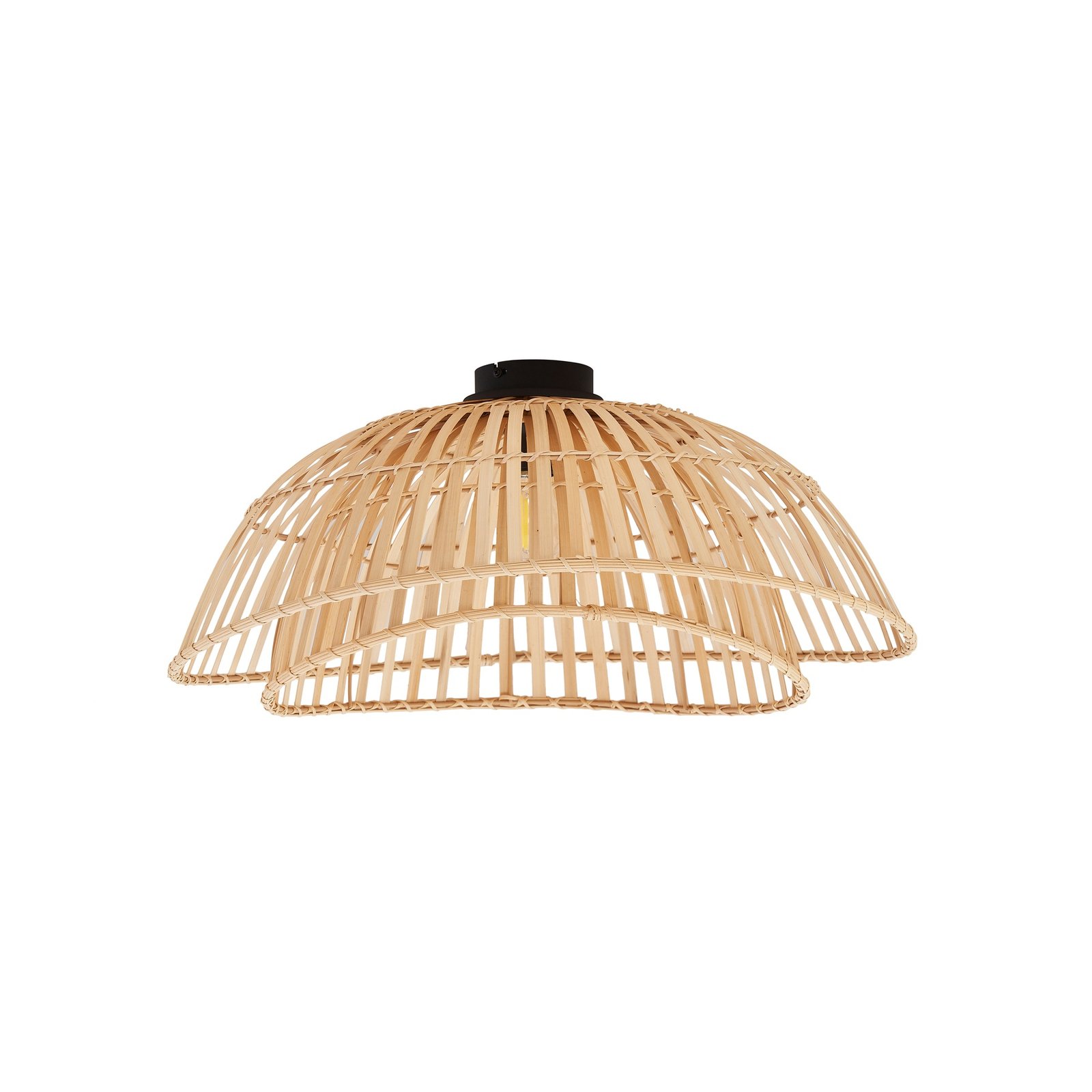 Lindby ceiling light Ilajus, Ø 62 cm, natural bamboo