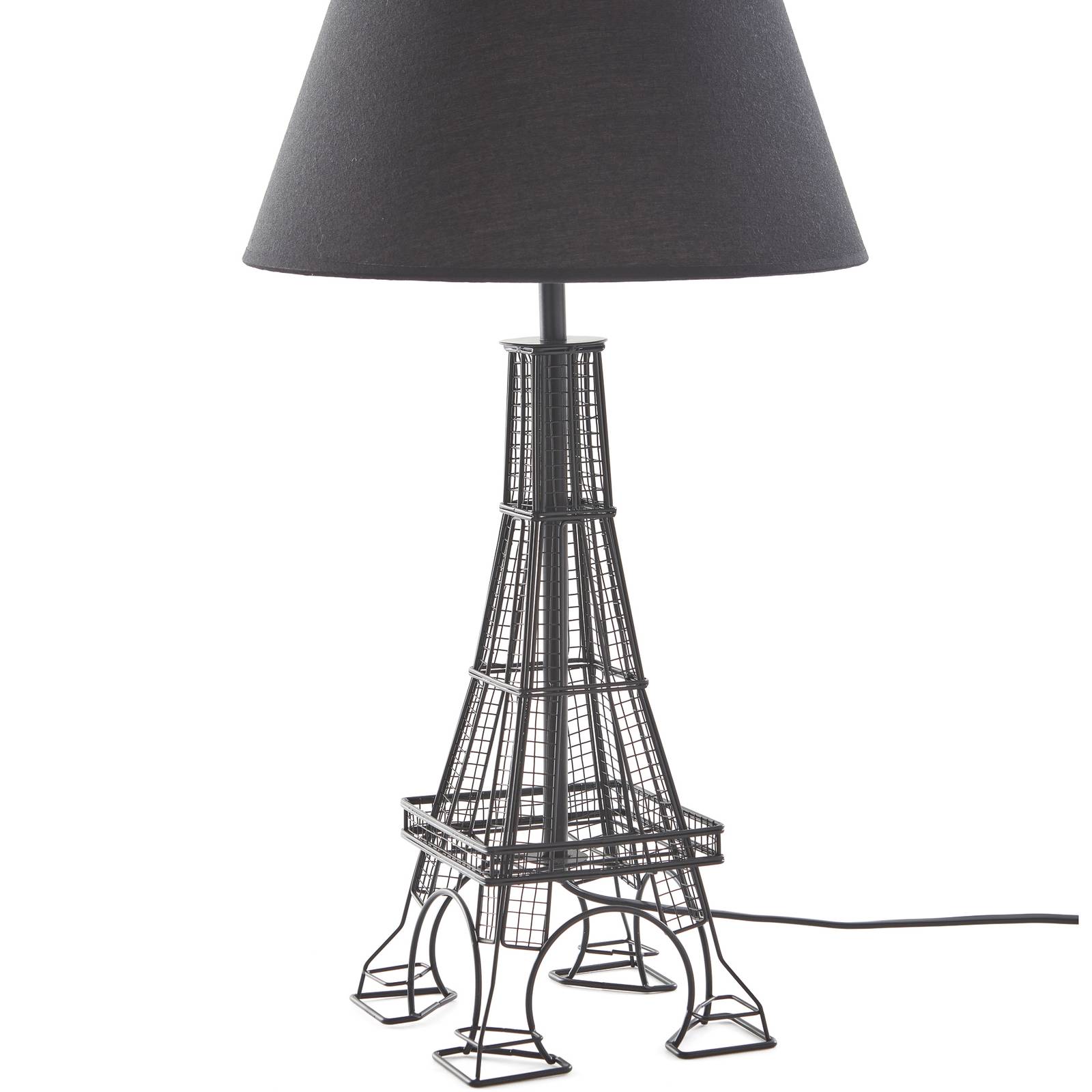 Lampa stołowa Lindby Croia, czarna, metal, Ø 28 cm, E27