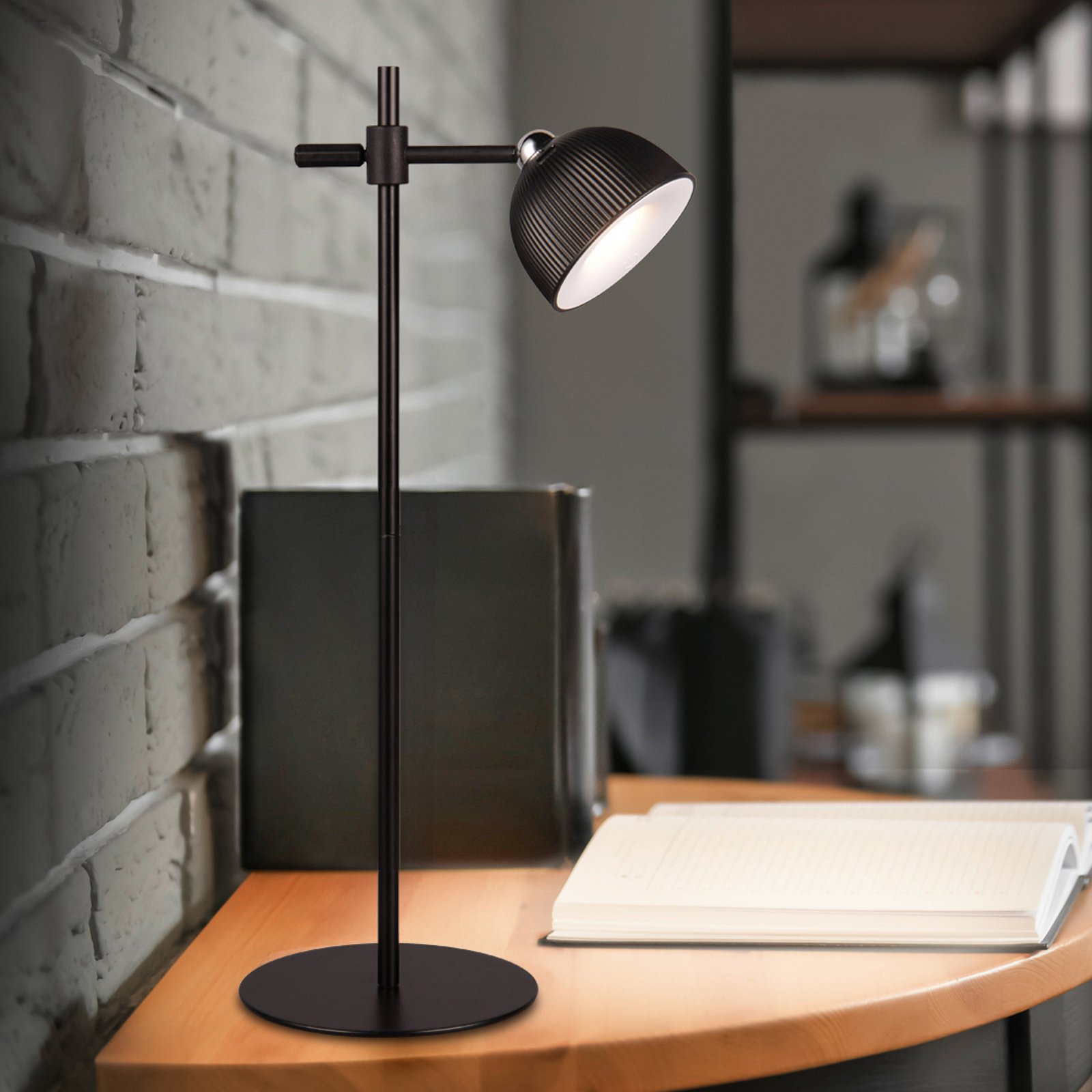 Maxima LED laddningsbar bordslampa, svart, höjd 41 cm, plast