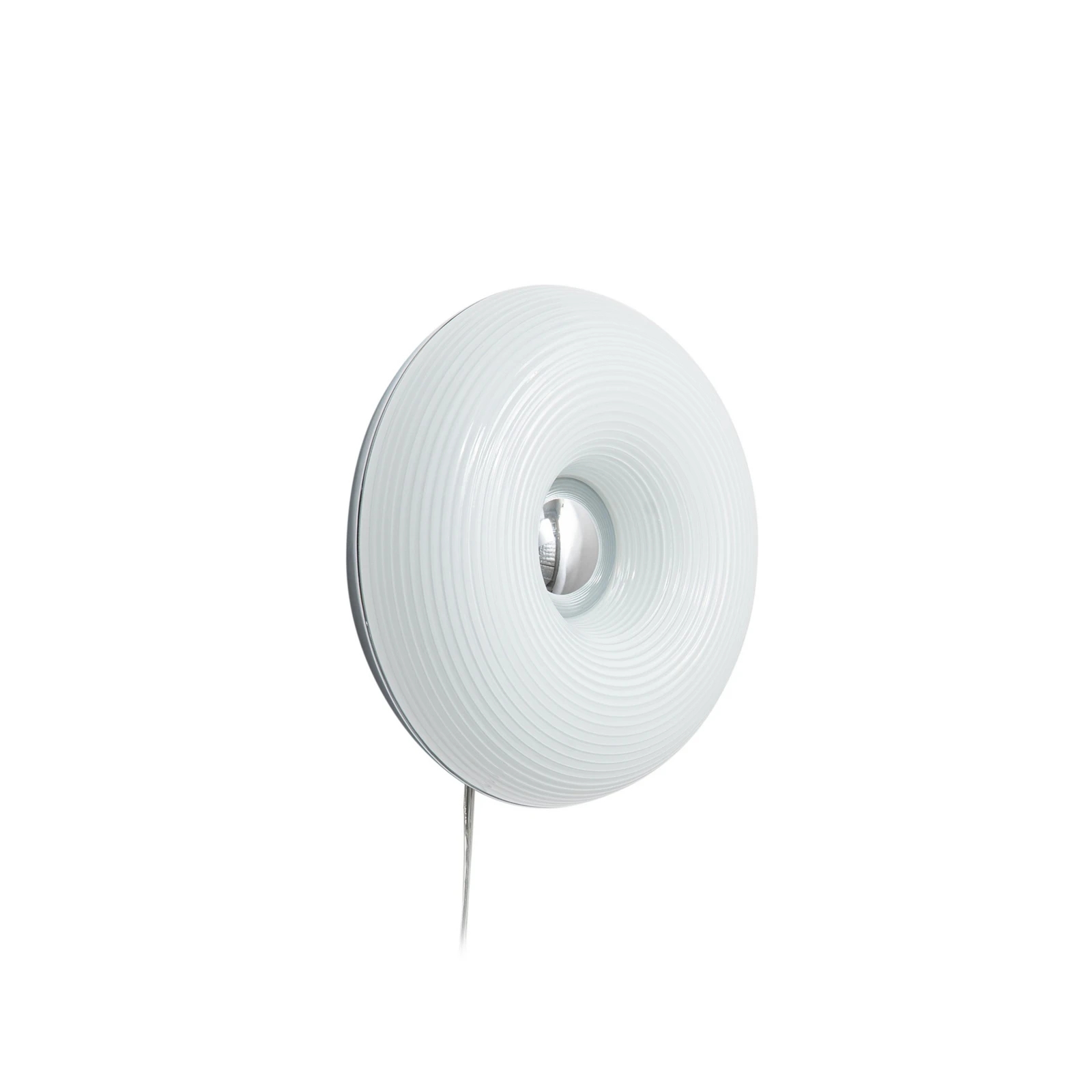 Lindby LED-pöytä-/seinälamppu Fjora, valkoinen/kromi, Ø 30 cm, himmennettävä.