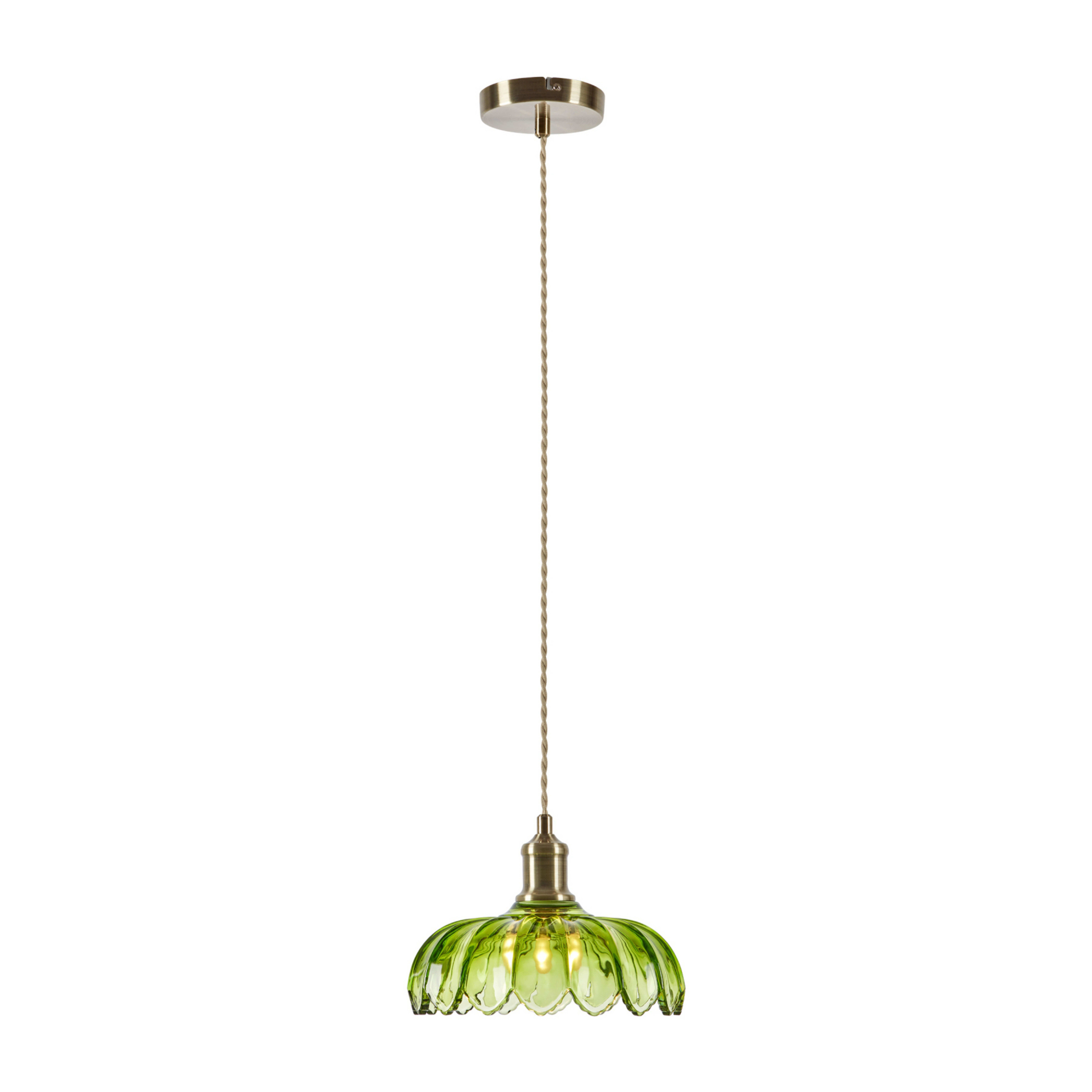 Suspension Kurage, laiton vieilli/vert, verre, Ø 26 cm, E27 - Markslöjd