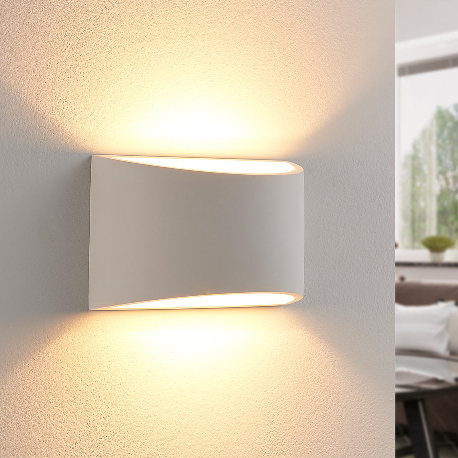 Lindby Elegant LED wall light Heiko made from plaster, for Living / Dining Room, plaster, G9, 3 W, energy efficiency: A+, W: 20 cm, H: 12 cm