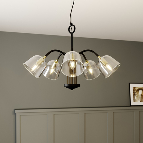 Lucande Anjita suspension, verre, 5 lampes