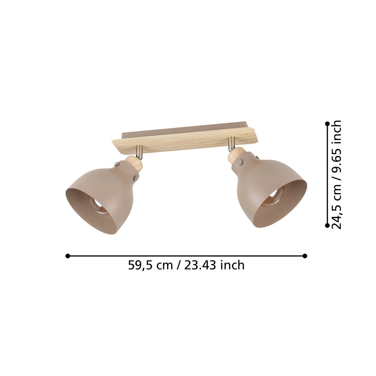 Lampa sufitowa Arrecife piaskowa/drewno, 2-pkt.