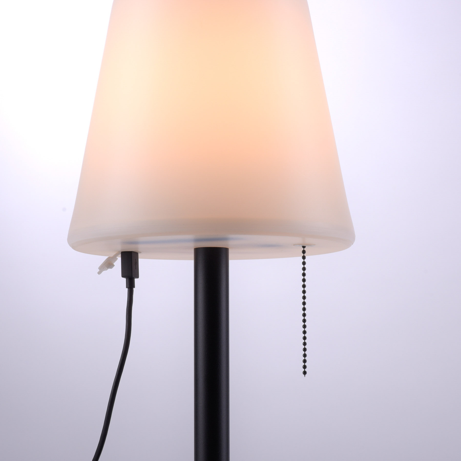 Keno LED-bordlampe, jordspyd, trekksnor, batteri