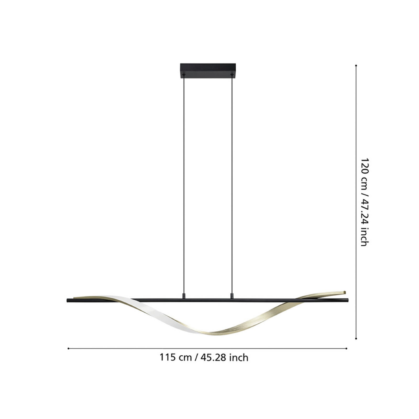 EGLO LED hanglamp CONAPRATO, zwart/messing, 115 cm, CCT EGLO LED hanglamp CONAPRATO, zwart/messing, 115 cm, CCT