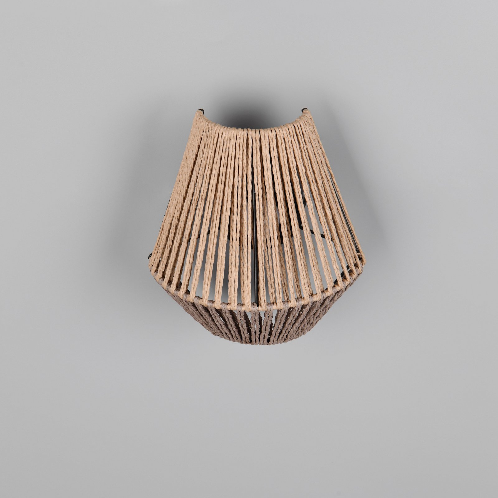 LED battery-powered wall light Lira, brown, paper yarn, touch, H 19 cm