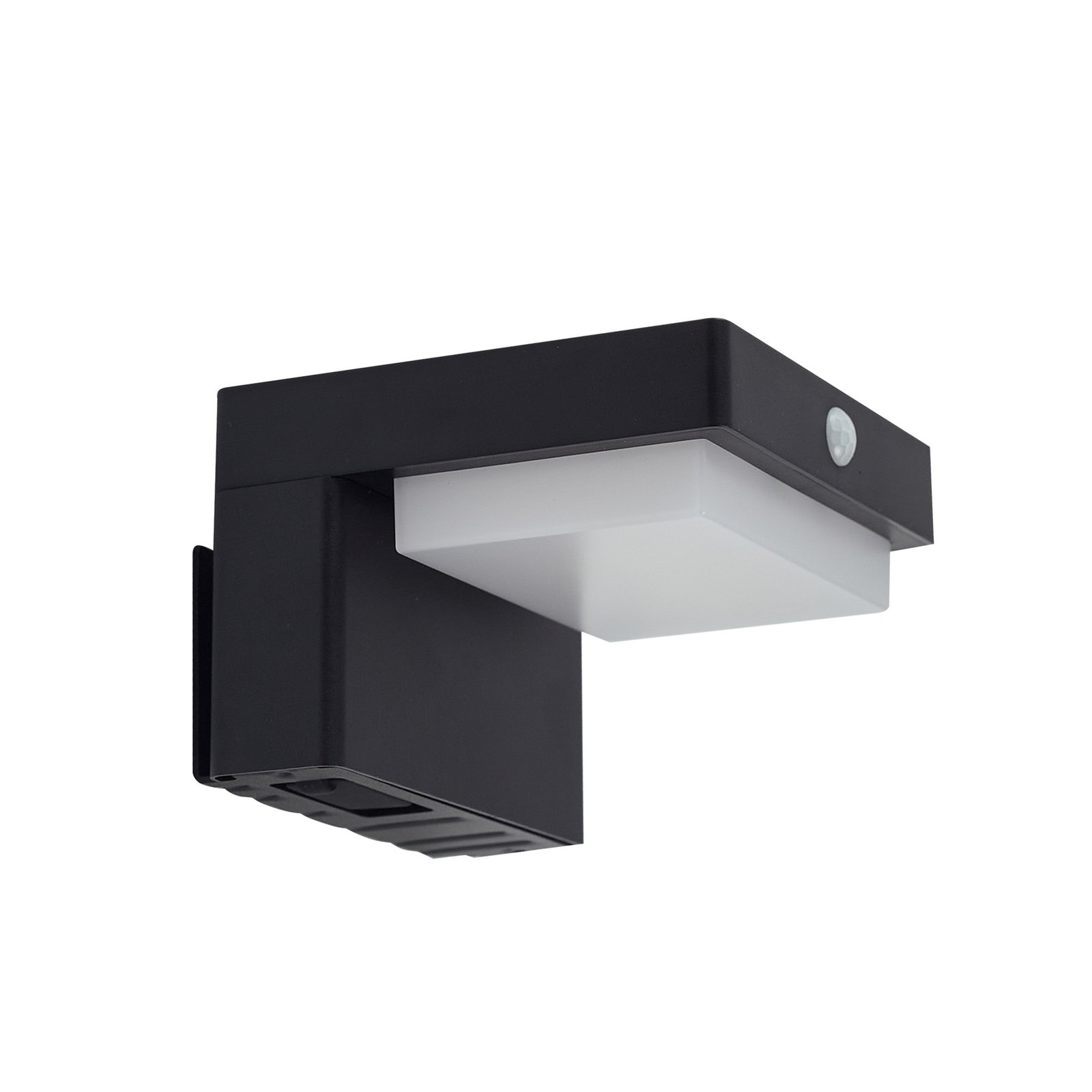 Lindby LED-Solar-Wandleuchte Eleazar, schwarz, Alu, Sensor