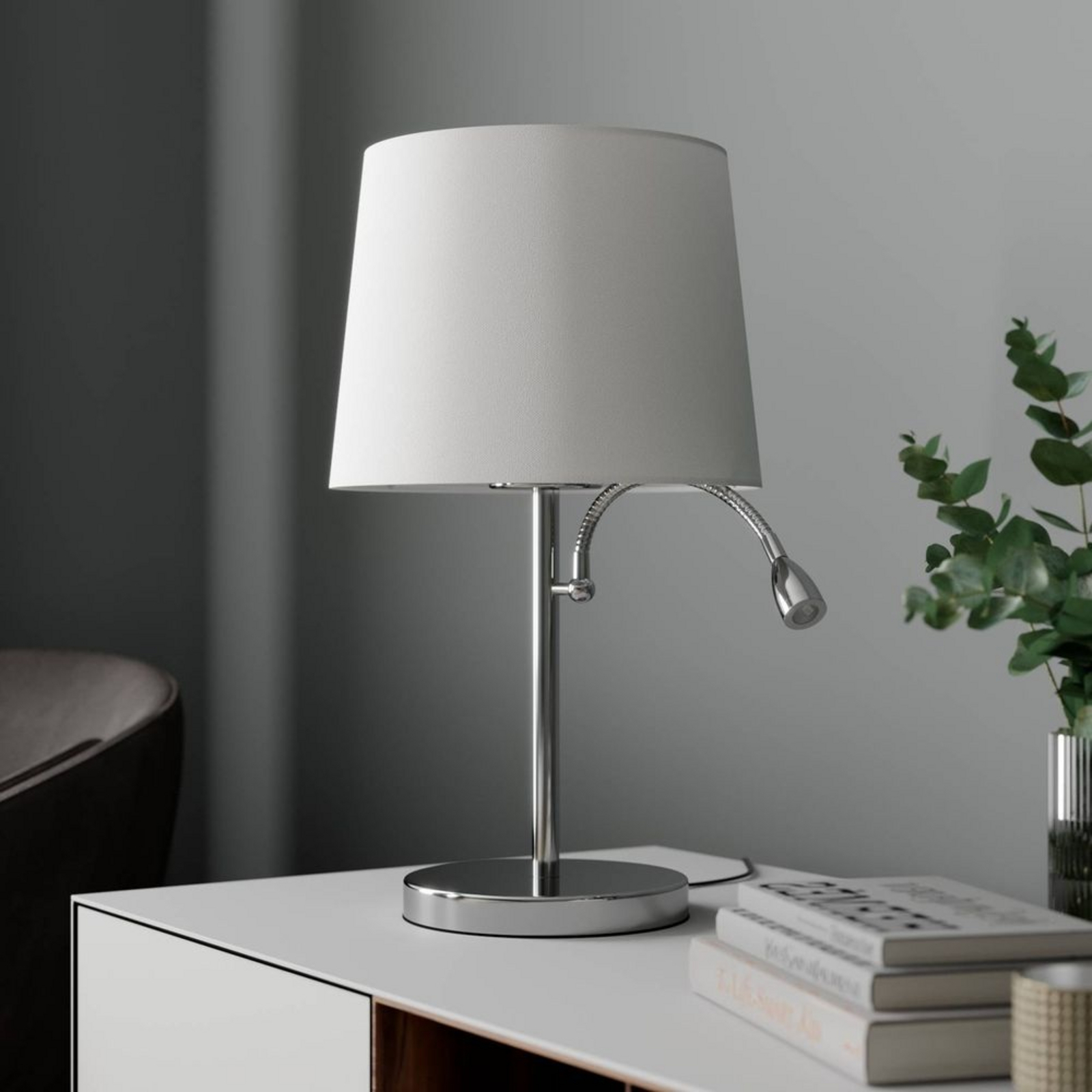 Benjiro Table Lamp White/Chrome - Lindby