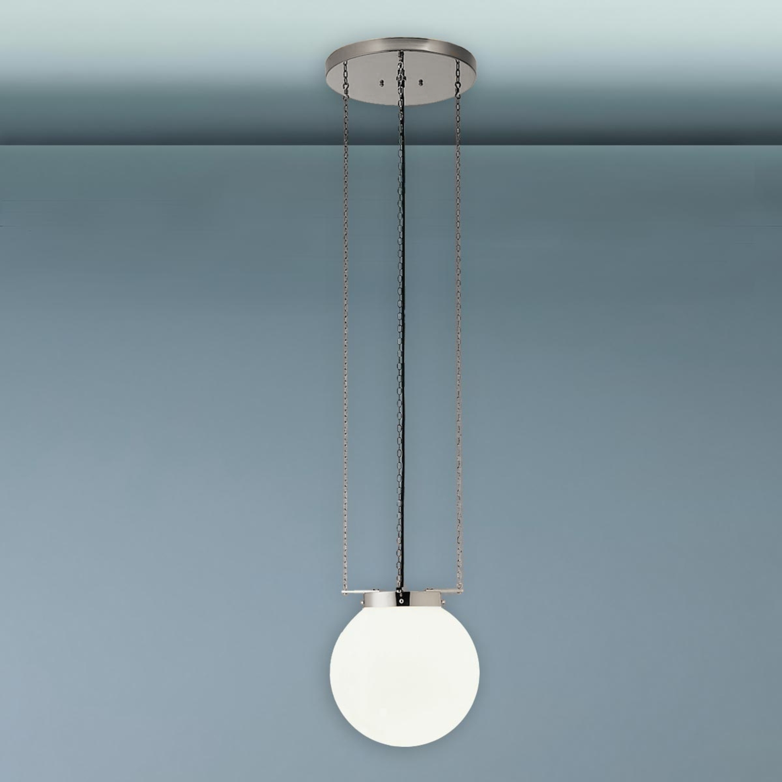 Hanging light in the Bauhaus style, nickel, 35 cm