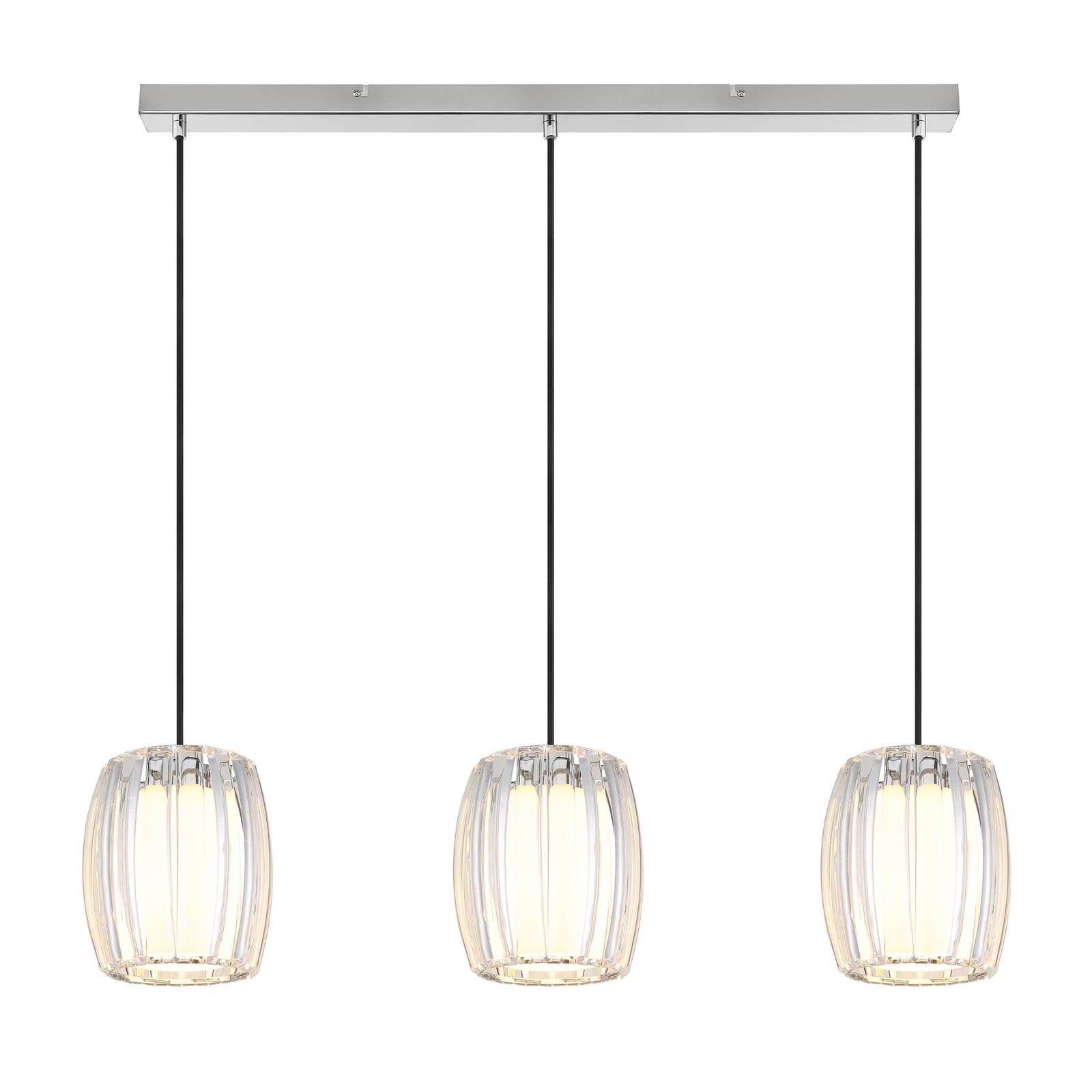 Hängeleuchte Maribel Länge 86 cm chrom/klar Kunststoff 3-fl.