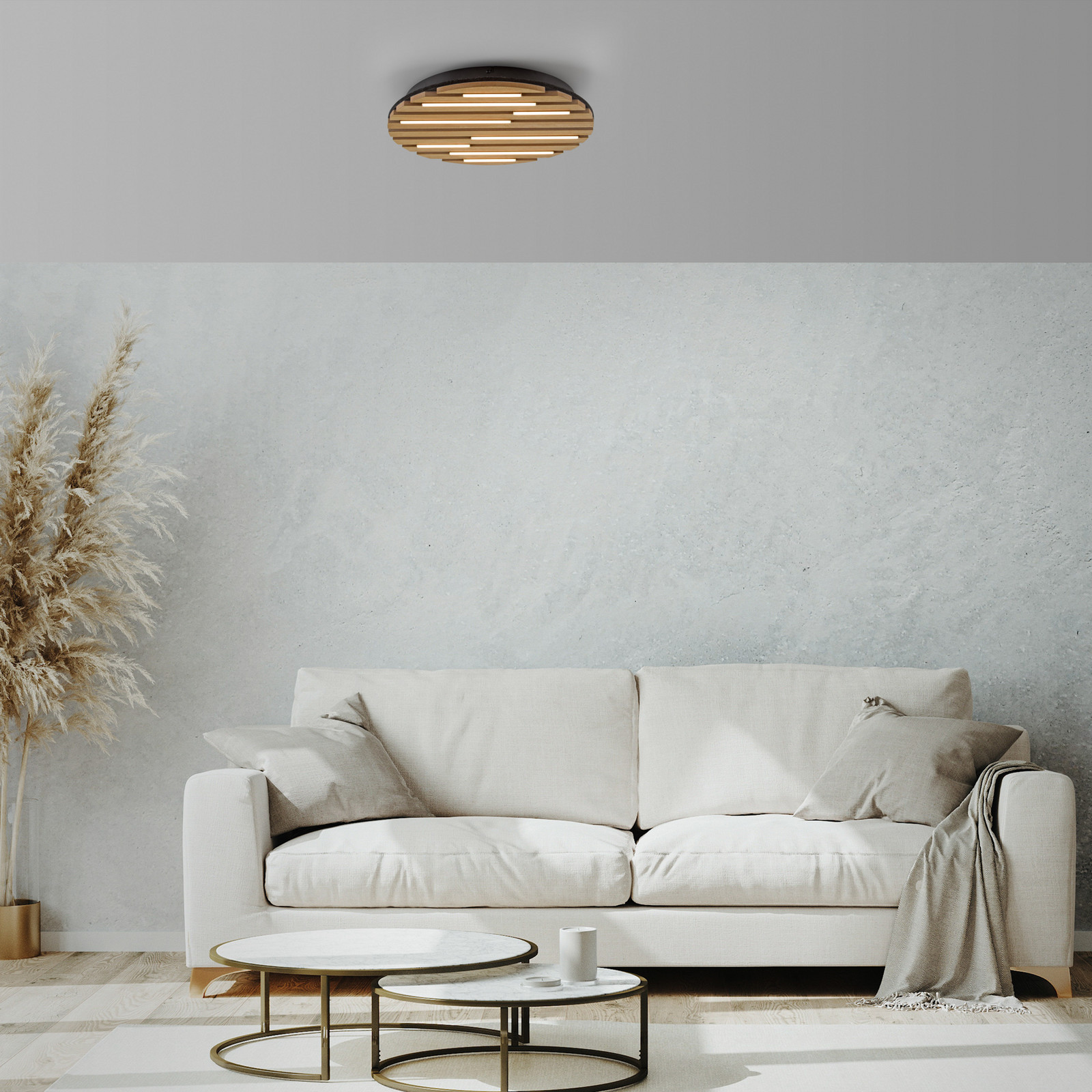 JUST LIGHT. GmbH Plafonieră LED Acoustic Ø 38 cm lemn natural metal - Camera de zi / sufragerie - Modern - Lemn negru