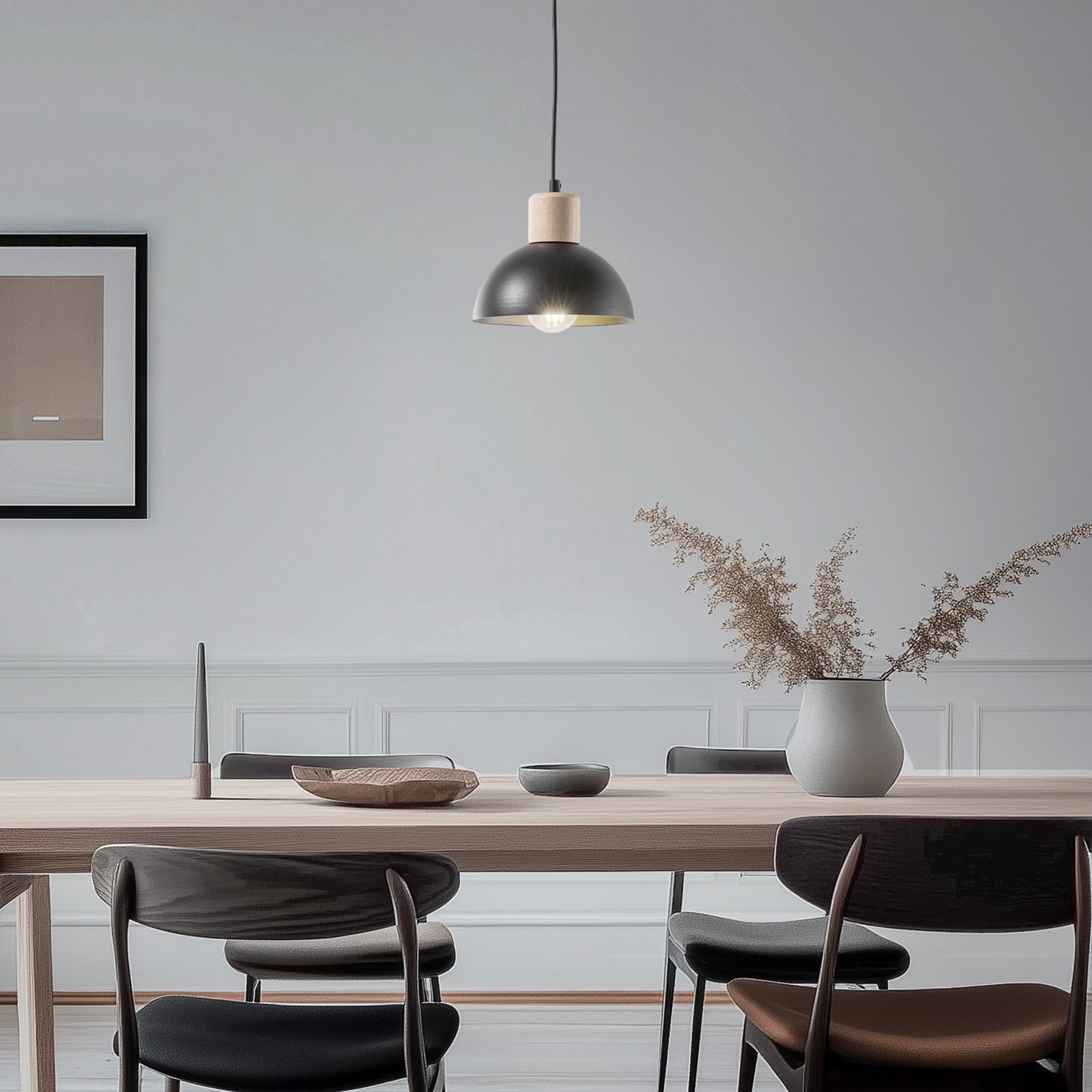 Visilica Seco, Ø 18 cm, crna, metal/drvo Visilica Seco, Ø 18 cm, crna, metal/drvo