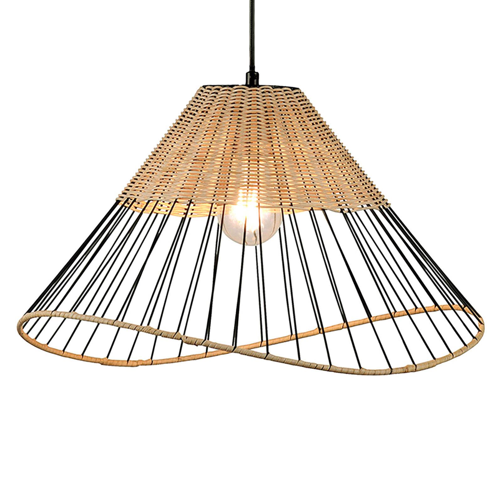 Leuchten Direkt Lampada a sospensione Reed con paralume cono, per soggiorno / sala da pranzo, metallo, legno, E27, 60 W
