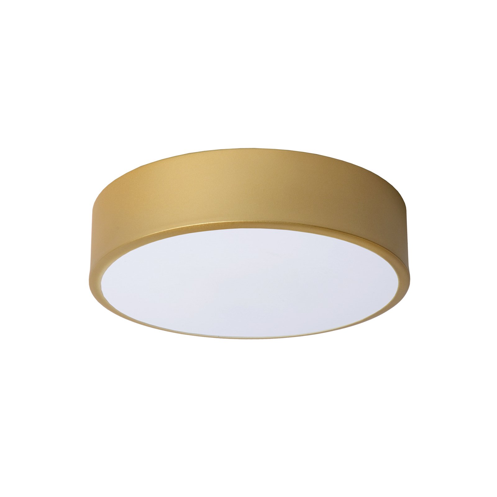 LED-loftslampe Unar, guld mat, Ø 20 cm