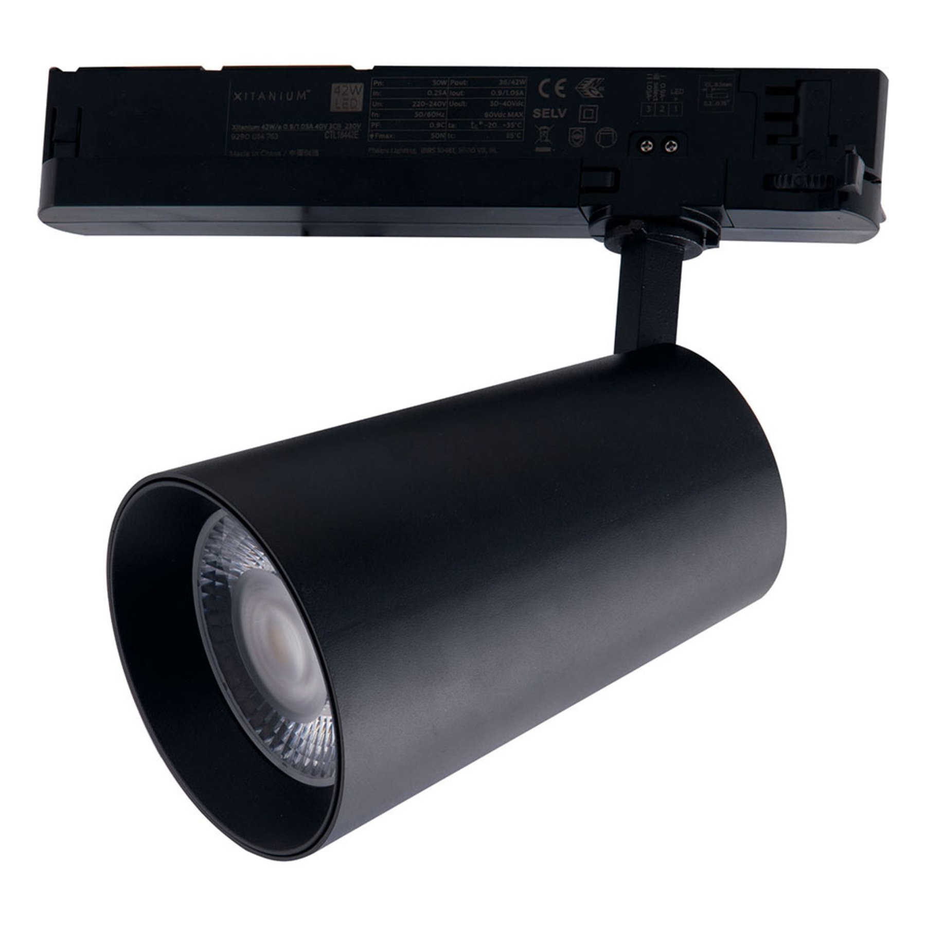 Eco-Light Kone LED track spotlight 3,000 K 24 W black, aluminium, 24 W, energy efficiency: A+, H: 14 cm