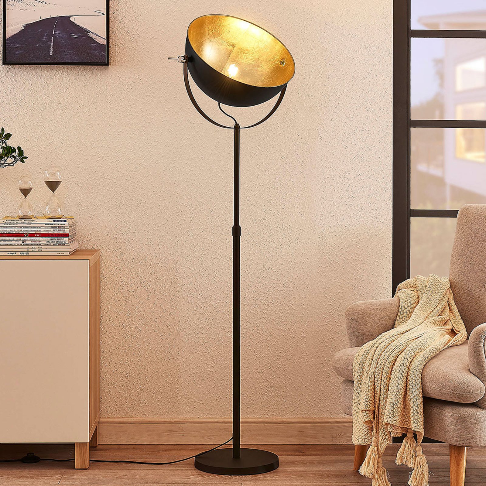 Muriel álló lámpa, 1 izzós, fekete/arany