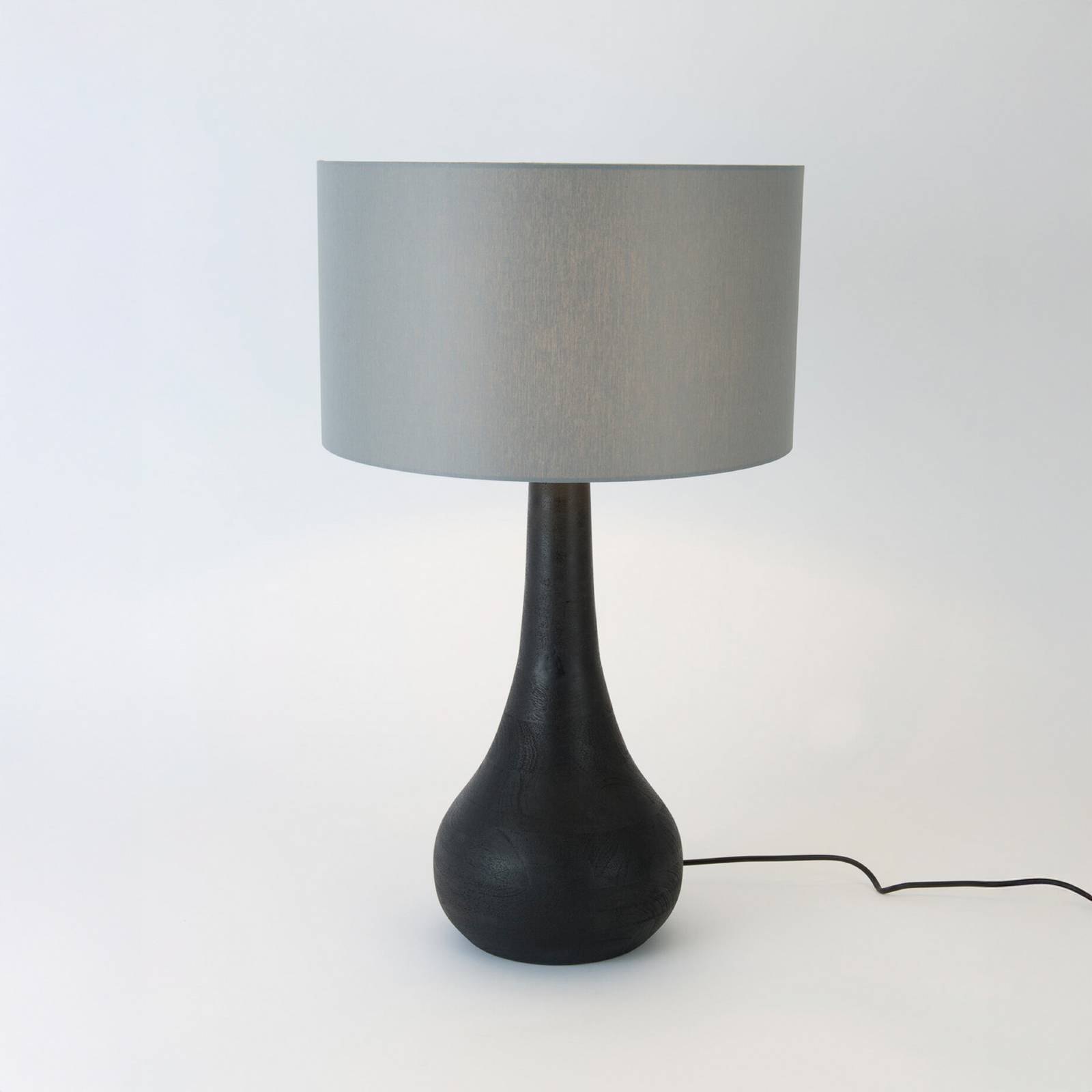 Bordlampe RODOLFO, sort/grå, højde 63 cm, træ/chintz