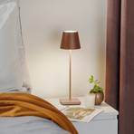 Zafferano Poldina LED-bordlampe med oppladbart batteri, matt, brun