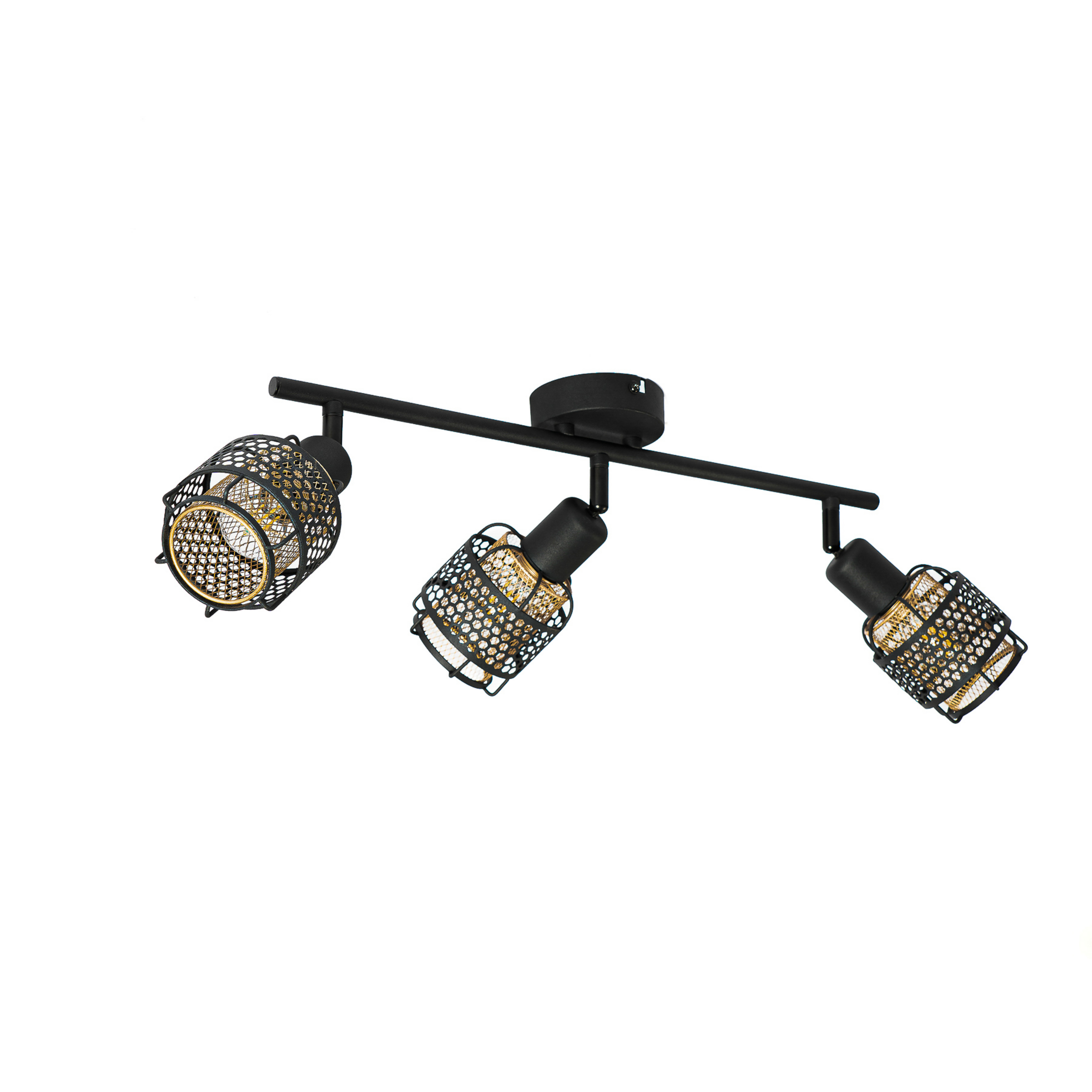 Eudoria 3 Lámpara de Techo Black/Gold - Lindby
