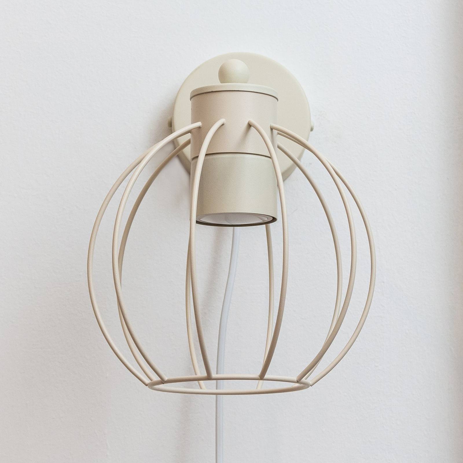 STARLIGHT lampa ścienna kremowo-biała 1-punktowa Ø 18 cm metalowa wtyczka