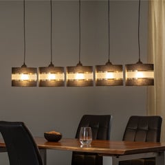 Lampada a sospensione Helen nero-oro a 5 luci