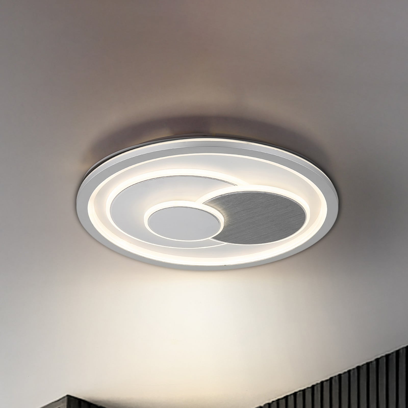 Globo Plafonieră LED Ruiz I alb/argintiu Ø 48 cm CCT - Camera de zi / sufragerie - alb argintiu - Metal