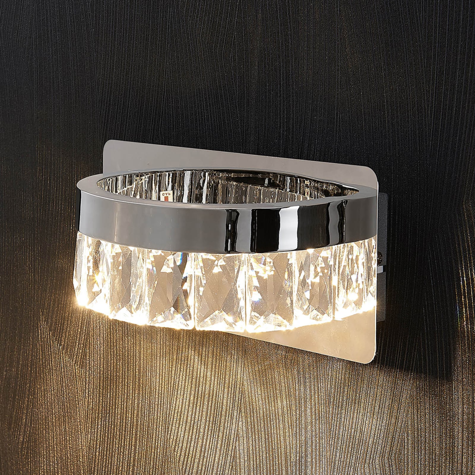 Kristall-LED-Wandleuchte Sula, verchromt