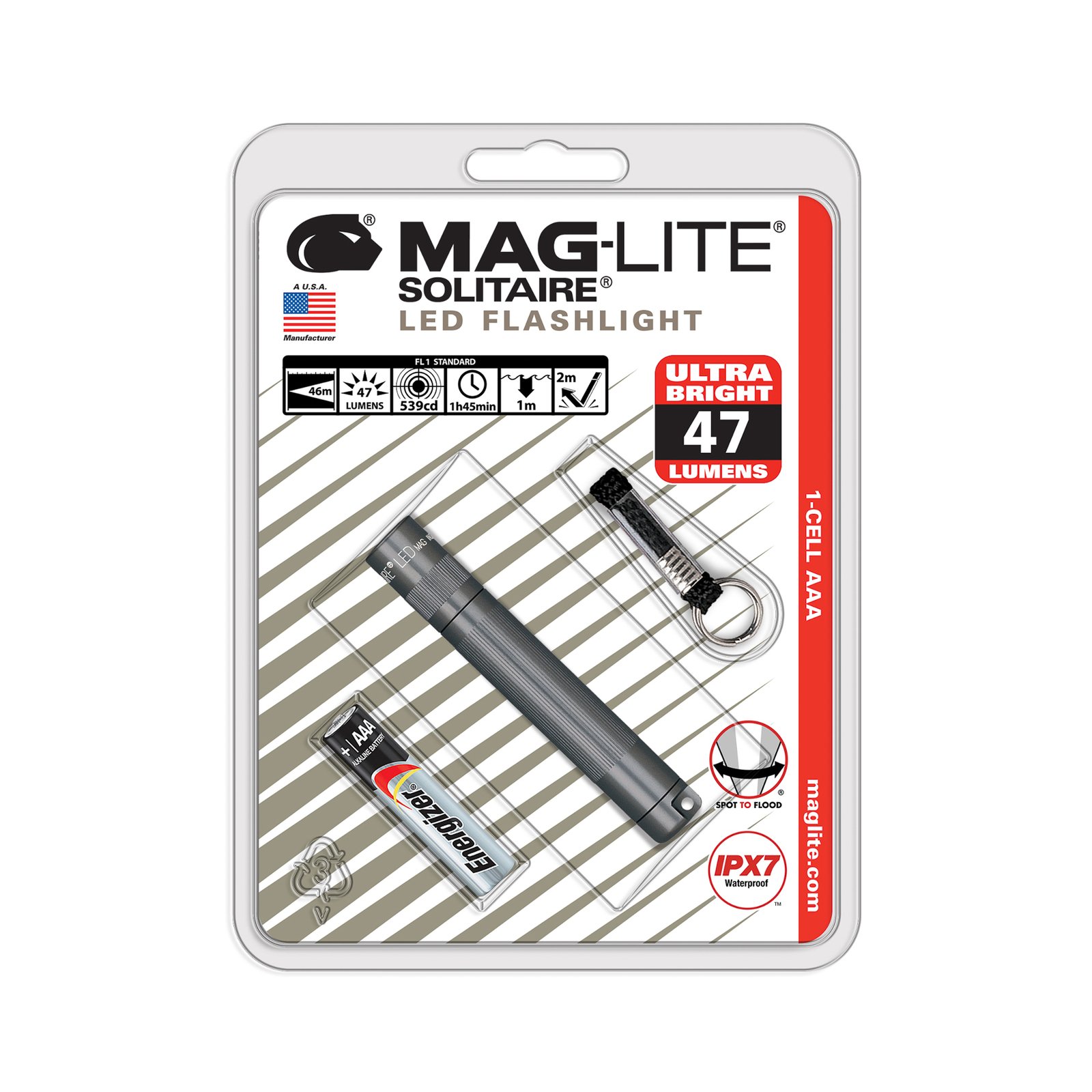 "Maglite" LED žibintuvėlis "Solitaire", 1 elemento AAA, pilkos spalvos