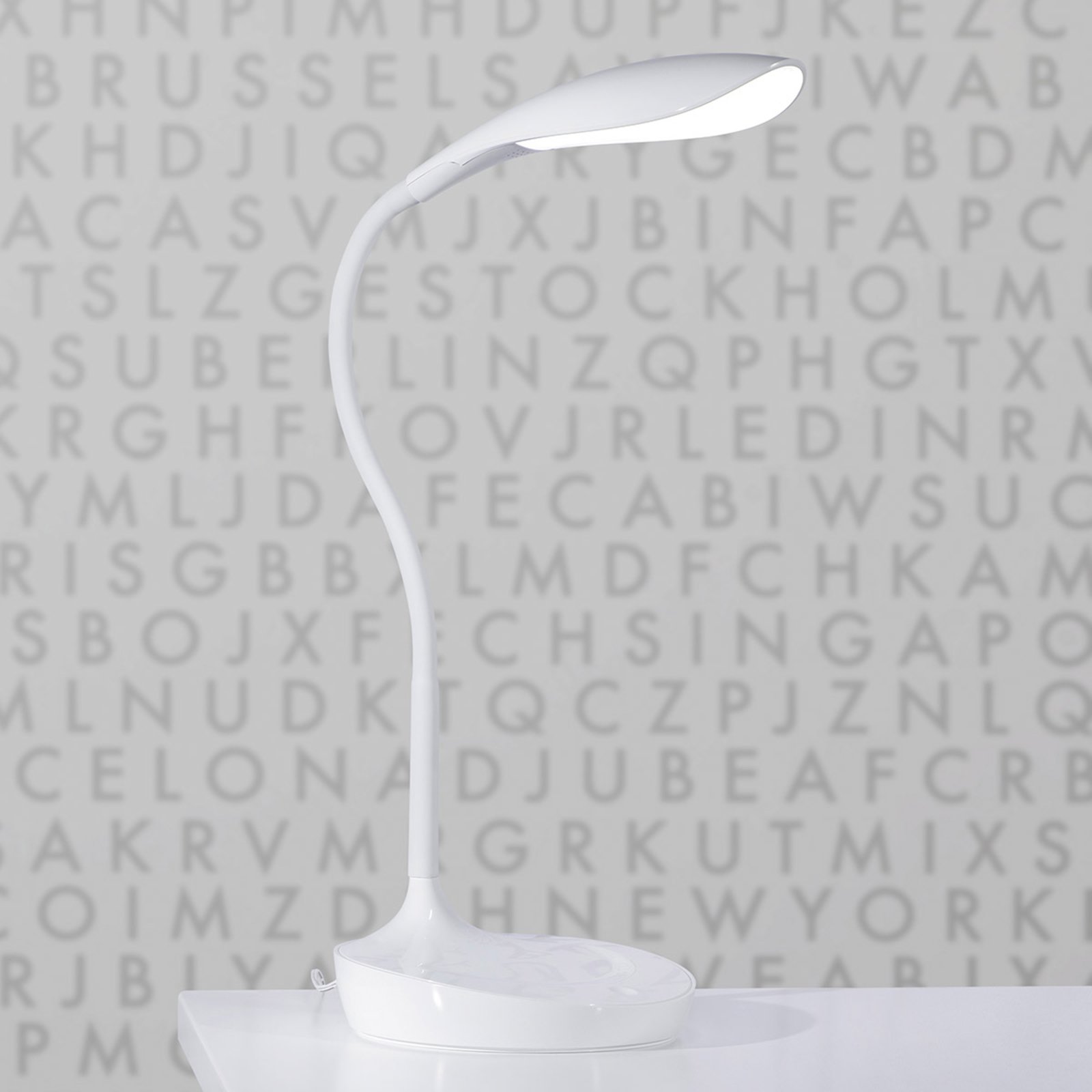 LED-bordslampa Swan, vit