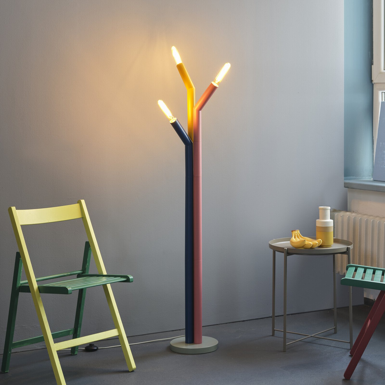 OSRAM Decor Straw floor lamp, 3-bulb, colourful, steel, E27