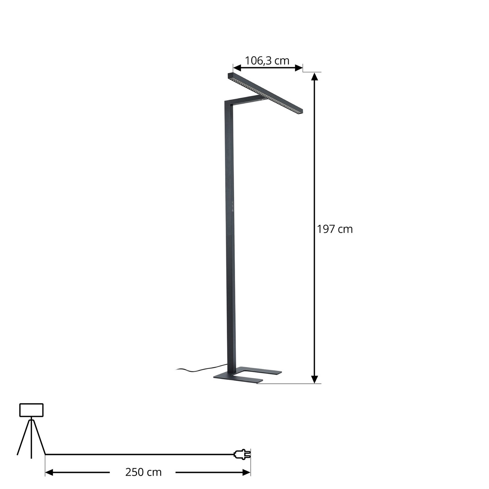 Arcchio LED-Büro-Stehlampe Jolinda, T-Form, schwarz, 4.000 K