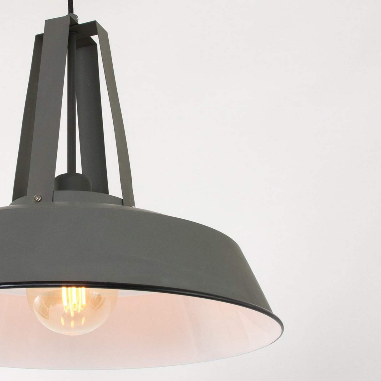 Eden pendant light, grey, metal, E27 socket