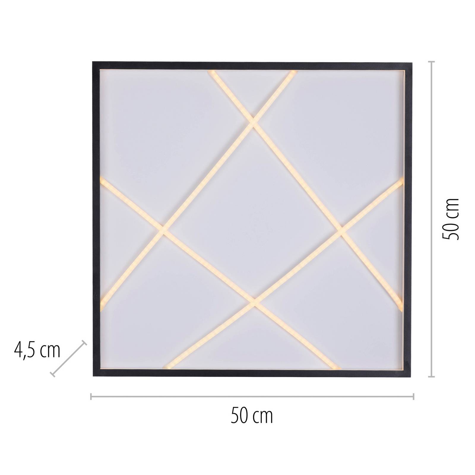 JUST LIGHT. lampa sufitowa LED Mikado, 50 x 50 cm, czarne