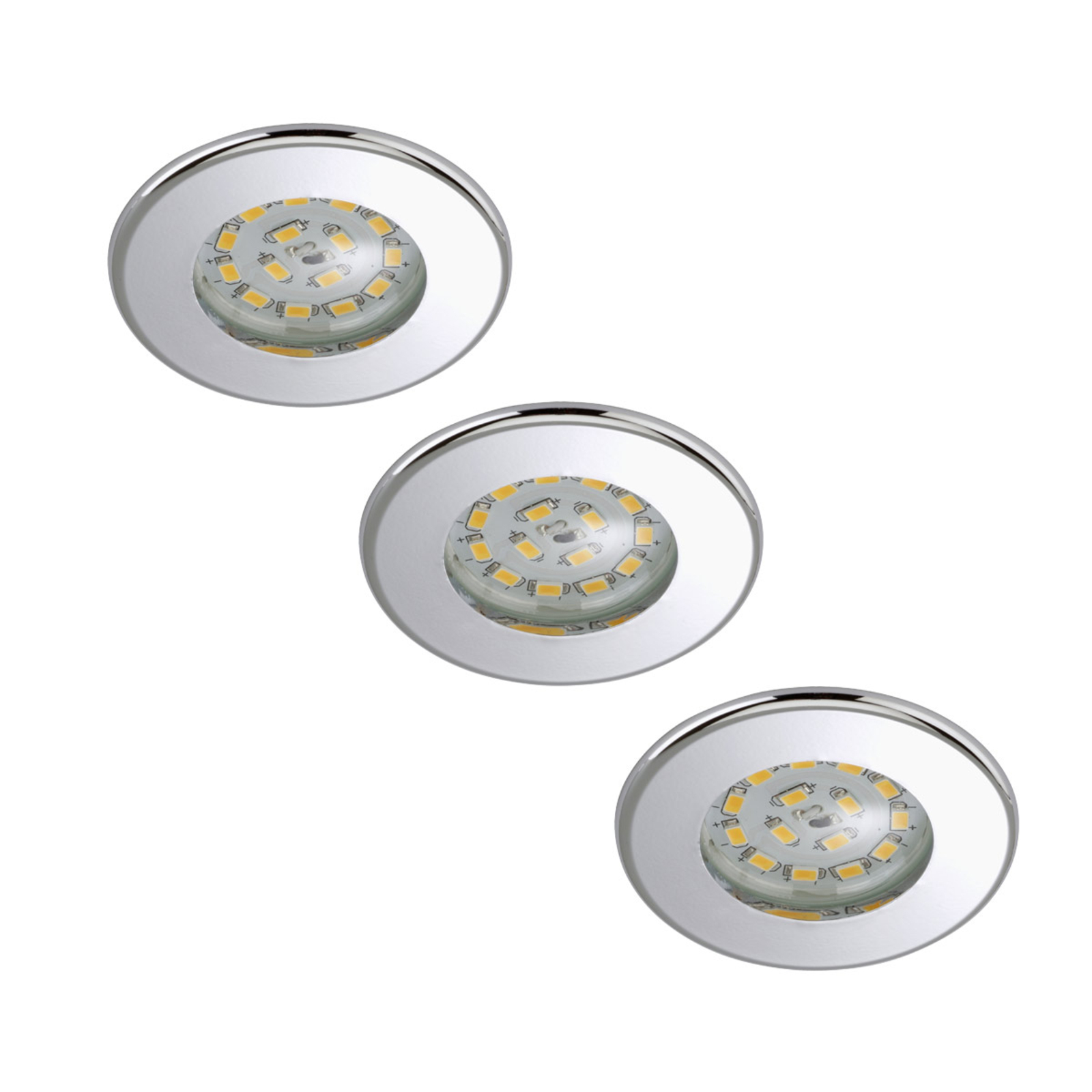 Set of 3 LED recessed lights Nikas IP44, chrome