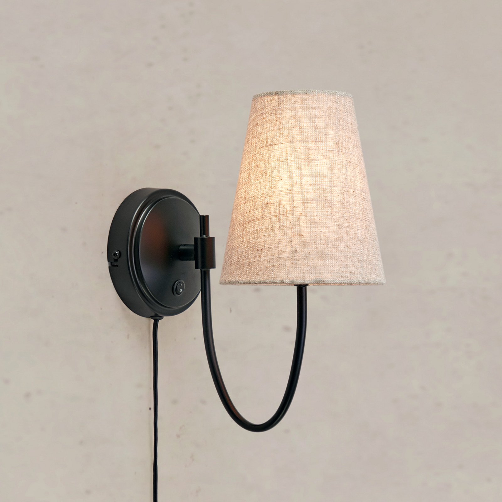 Markslöjd Aplică de perete Amar bej/negru ștecher E14 - Camera de zi / sufragerie - Modern - bej negru - Țesătură / Textil