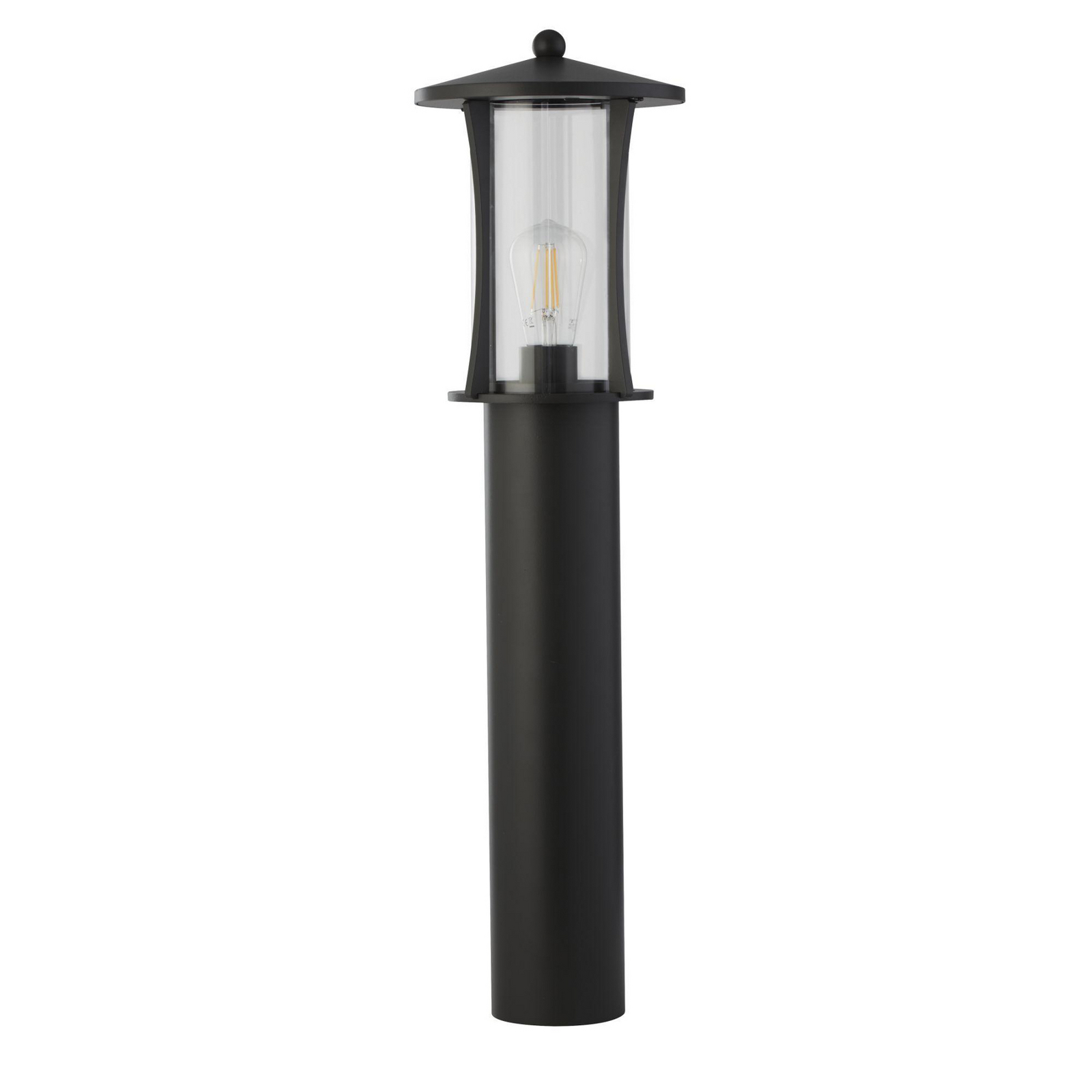 Borne lumineuse Pagoda, IP44, noir, hauteur 73 cm, métal
