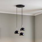 Hanglamp Cool, 3-lamps rond, zwart