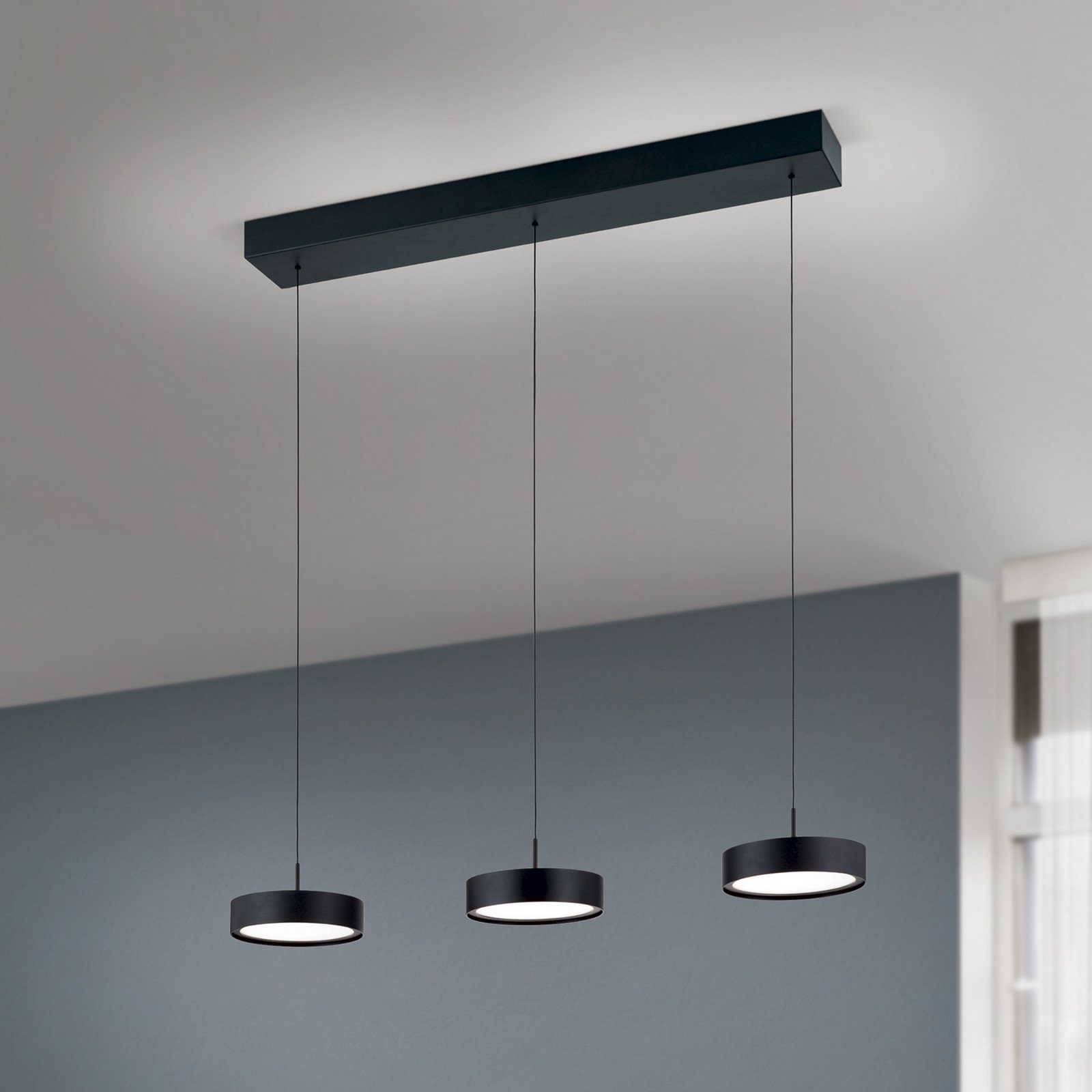 ORION Teide LED lampă suspendată negru metal reglabilă pe înălțime - Camera de zi / sufragerie - modern - negru alb mat