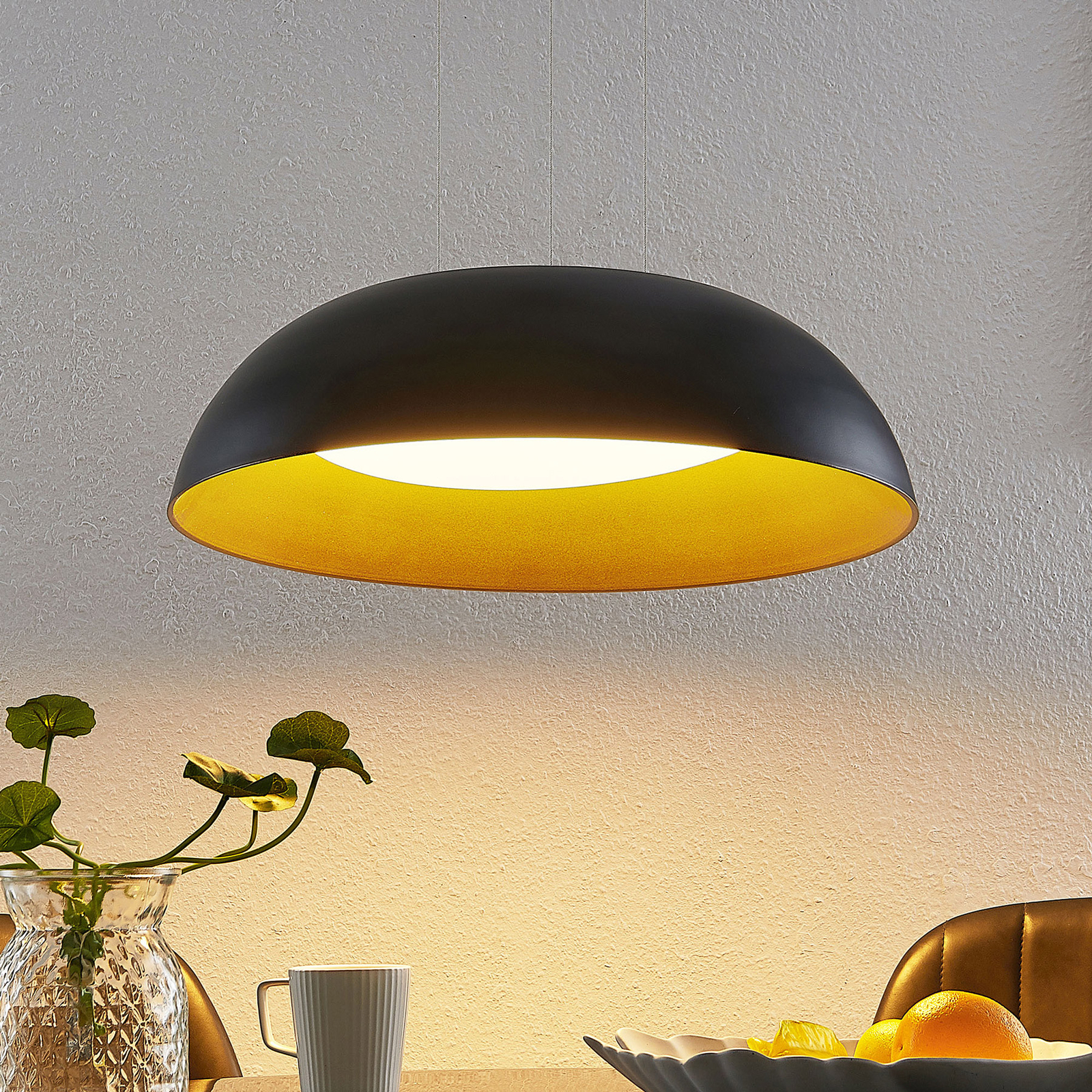 Lindby Juliven lámpara colgante LED, negro, 50 cm