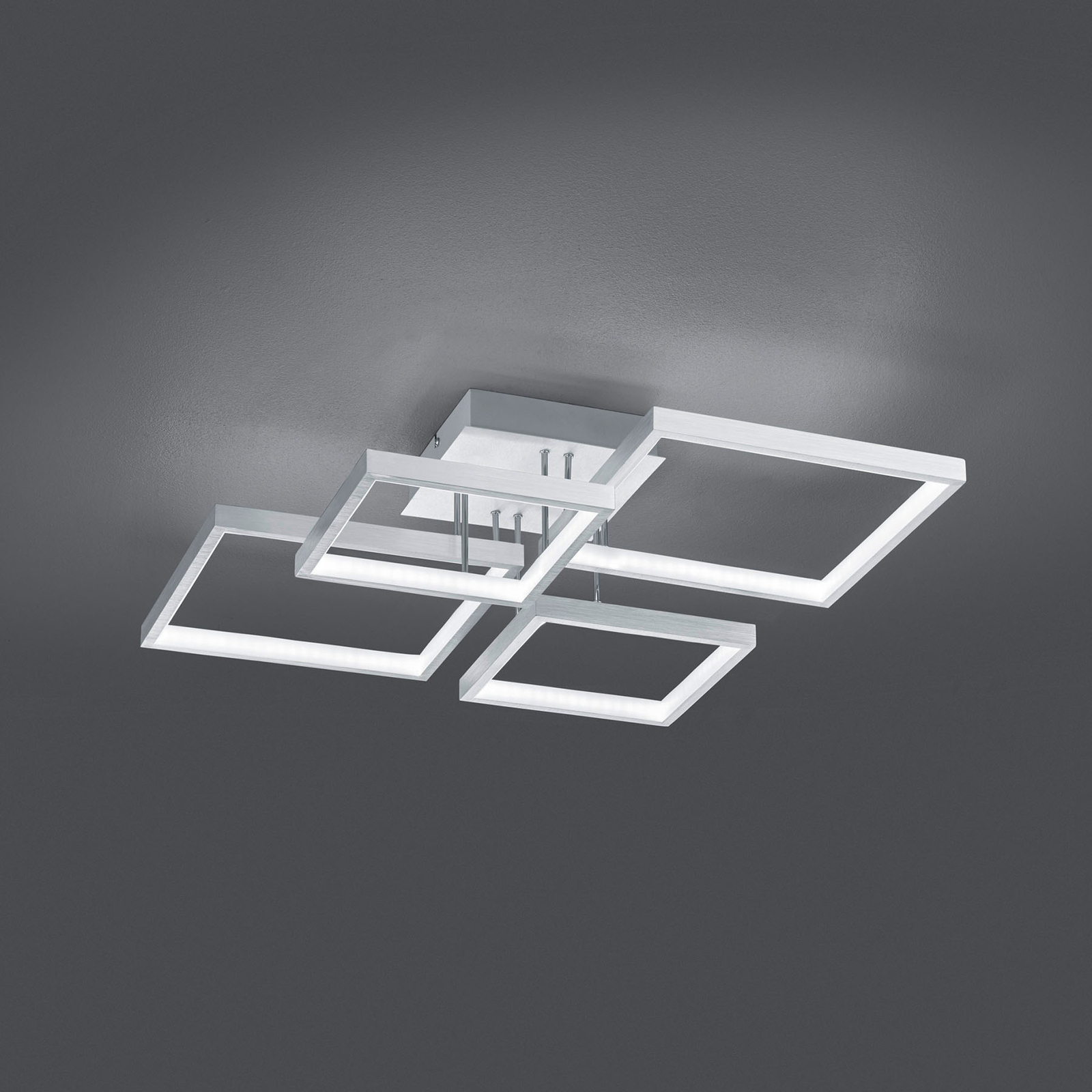 LED-taklampe Sorrento 52x52cm, alu børstet
