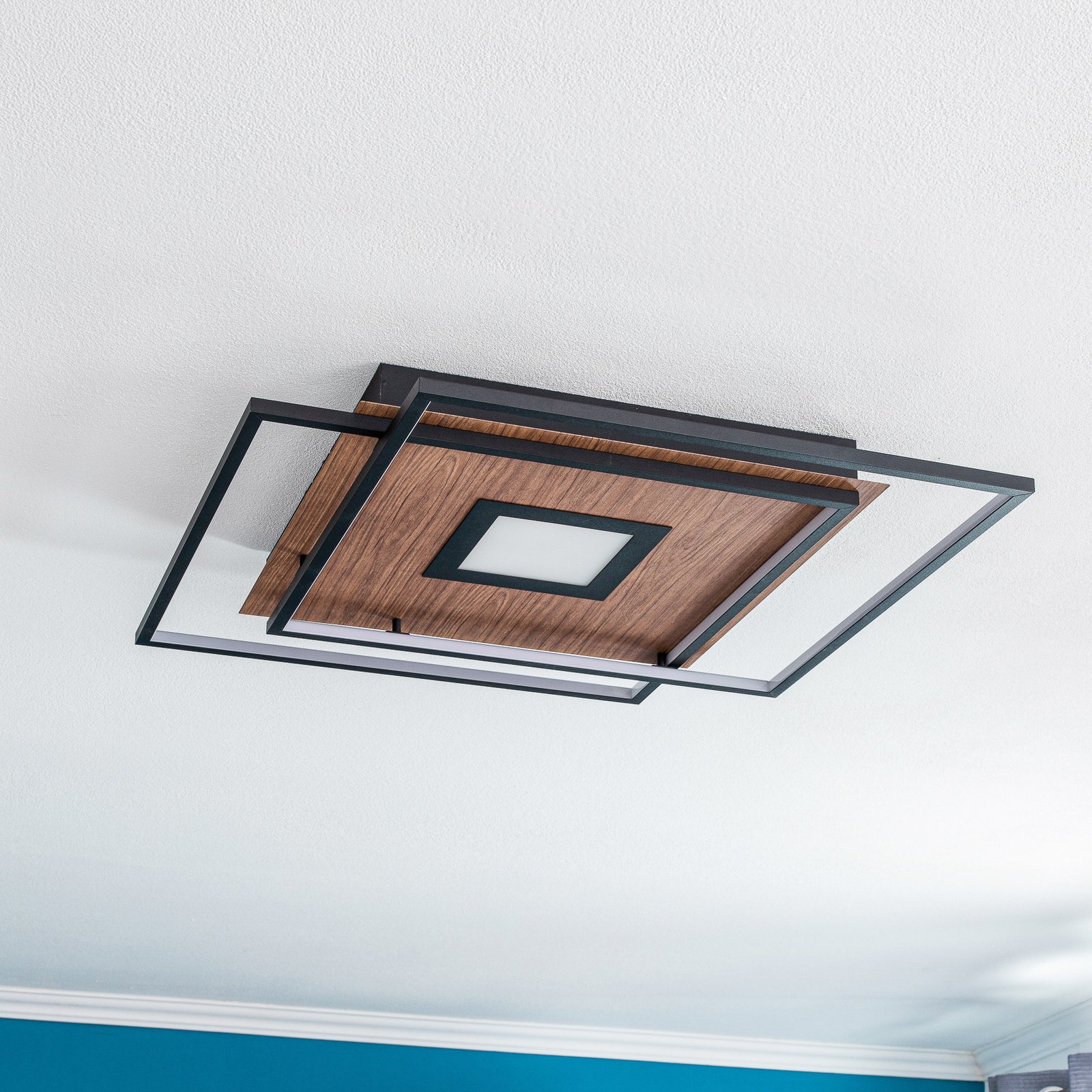 Lucande Jirya LED ceiling lamp, CCT, wood