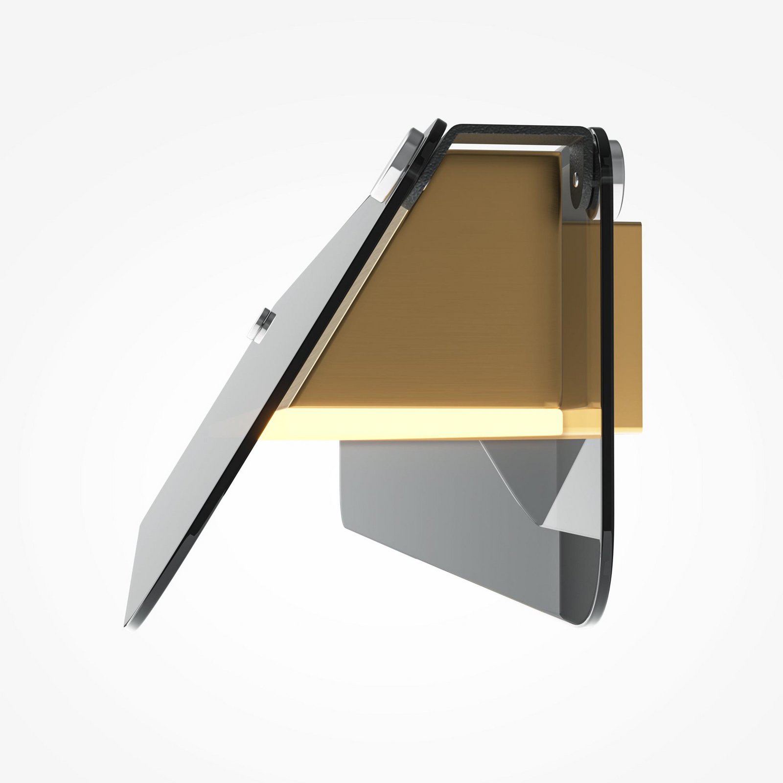 LED-vegglampe FLAT, grå/messing, bredde 43 cm, glass/metall