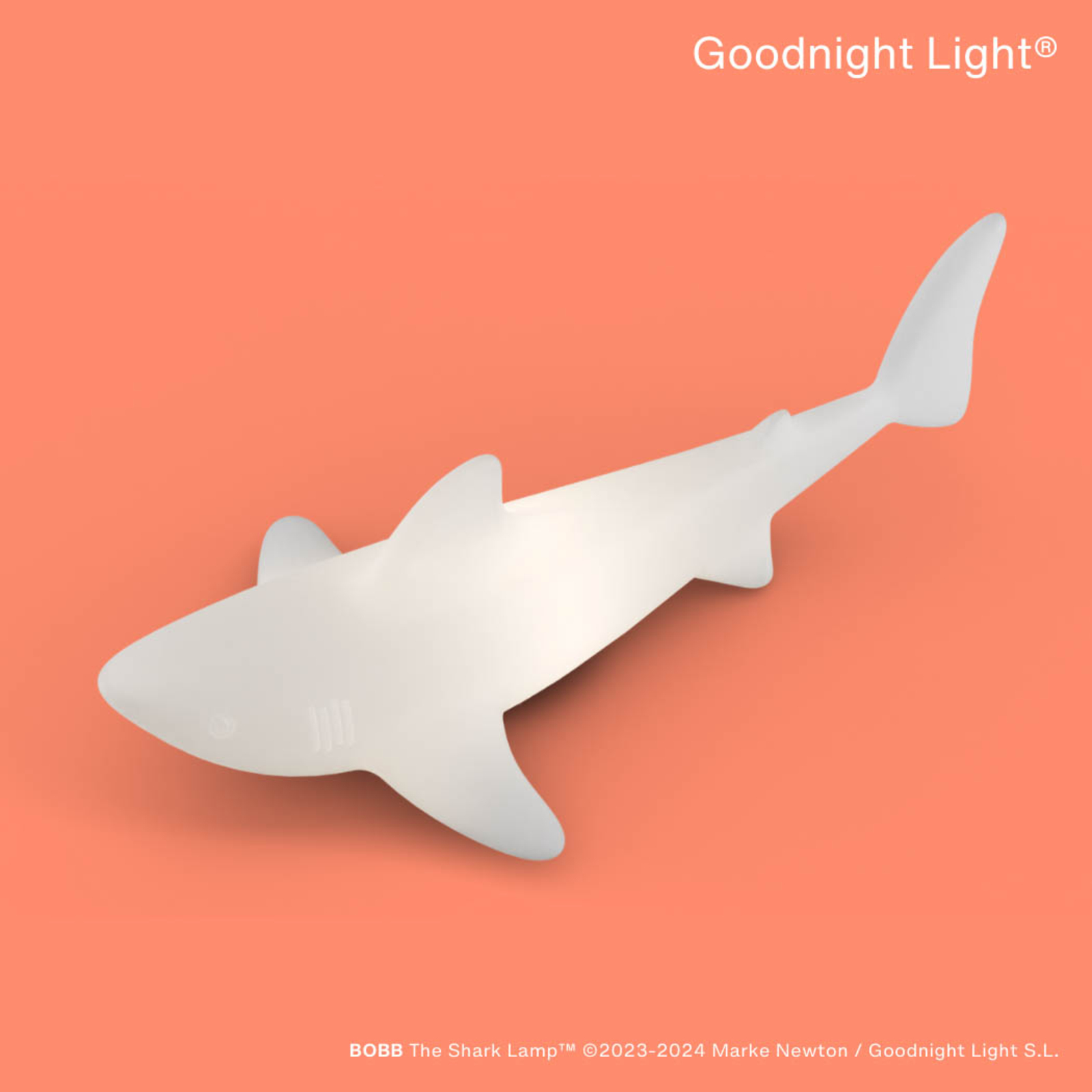 LED svetilka za polnjenje BOBB the shark lamp, plavajoča, RGBW