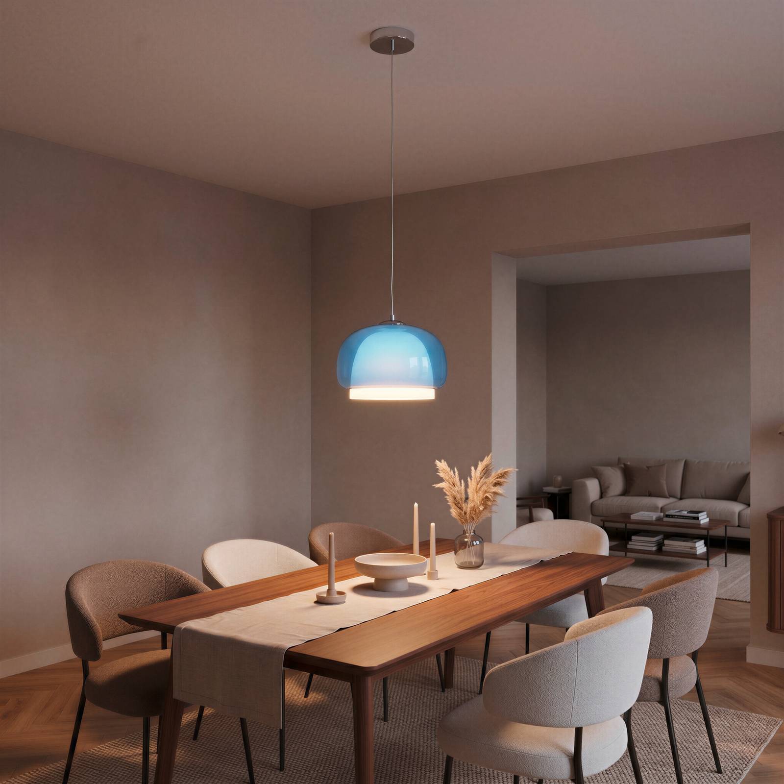 EGLO Hanglamp Belomontejo, Ø 30 cm, blauw-transparant, glas