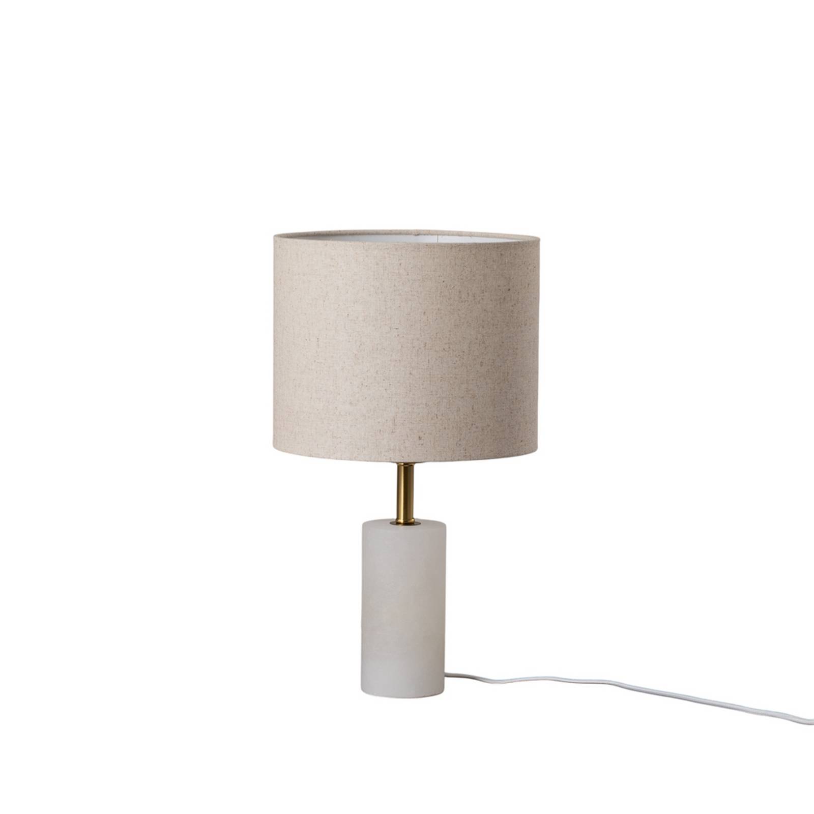 Lindby lampa stołowa Alabaster, biała/beżowa, Ø 25 cm, marmur, E27